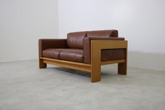 Knoll International 2-Seater Sofa Model 'Bastiano' Tobia Scarpa Leather Cognac