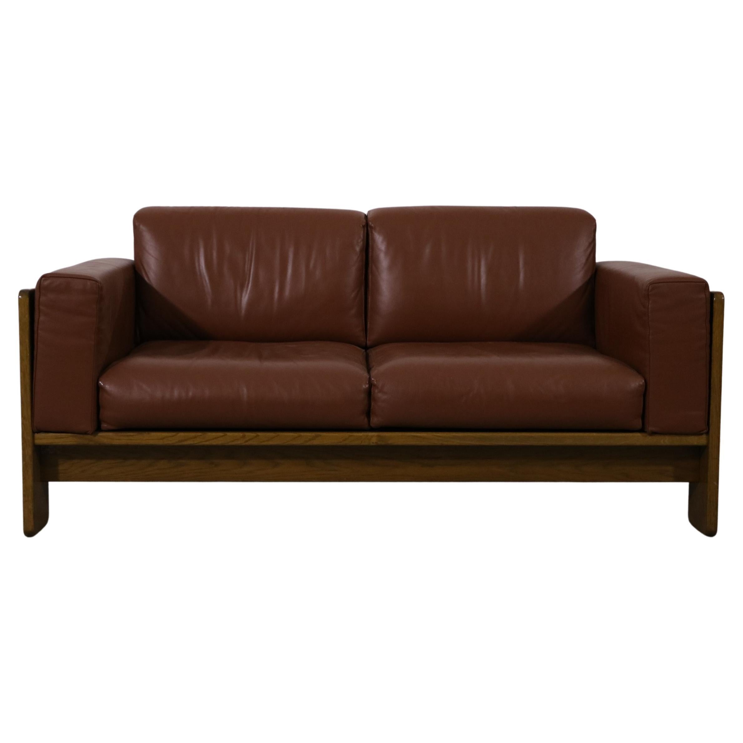 Knoll International 2-Seater Sofa Model 'Bastiano' Tobia Scarpa Leather Cognac