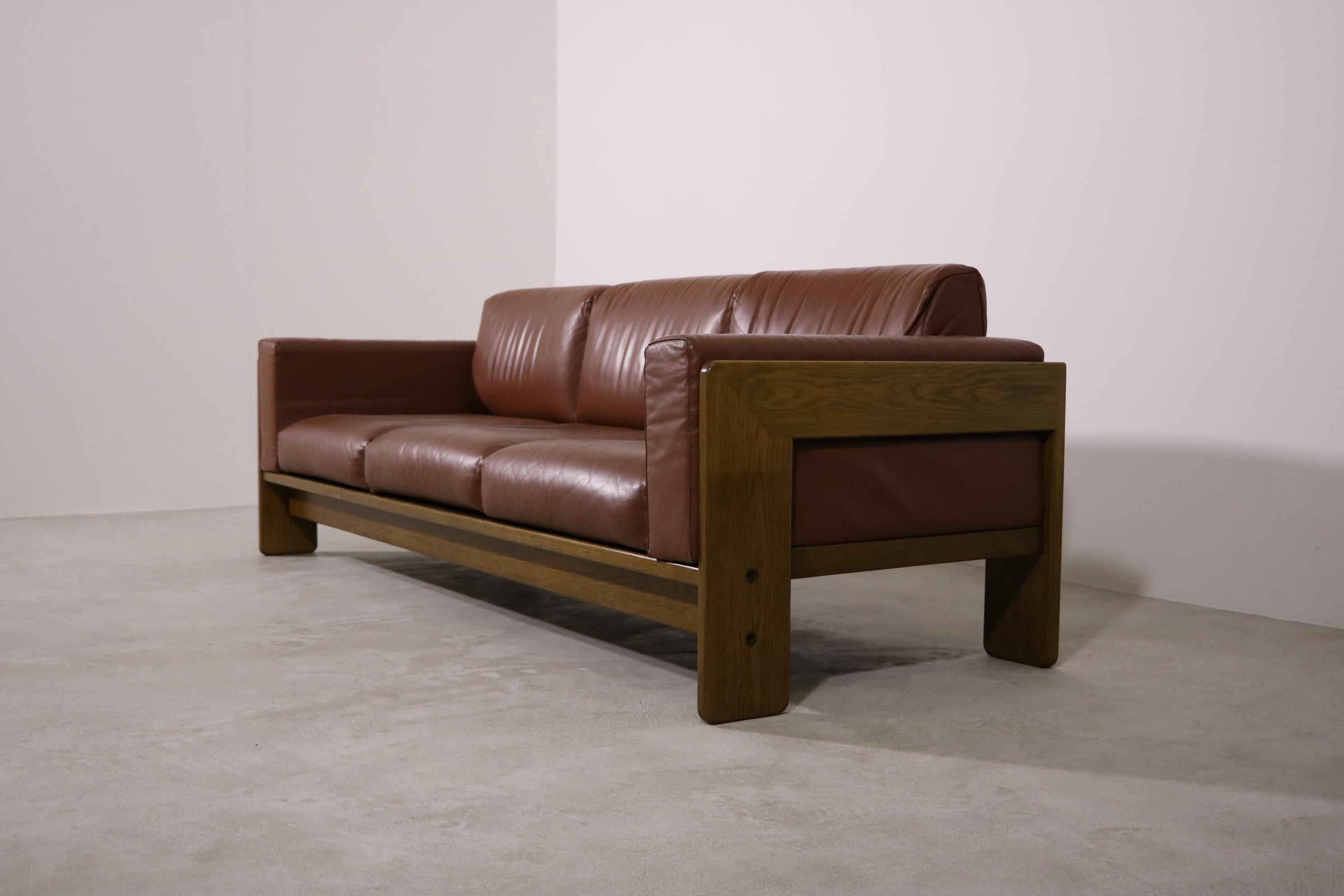 Knoll International 3-Seater Sofa Model 'Bastiano' Tobia Scarpa Leather Cognac In Good Condition For Sale In Köln, NRW