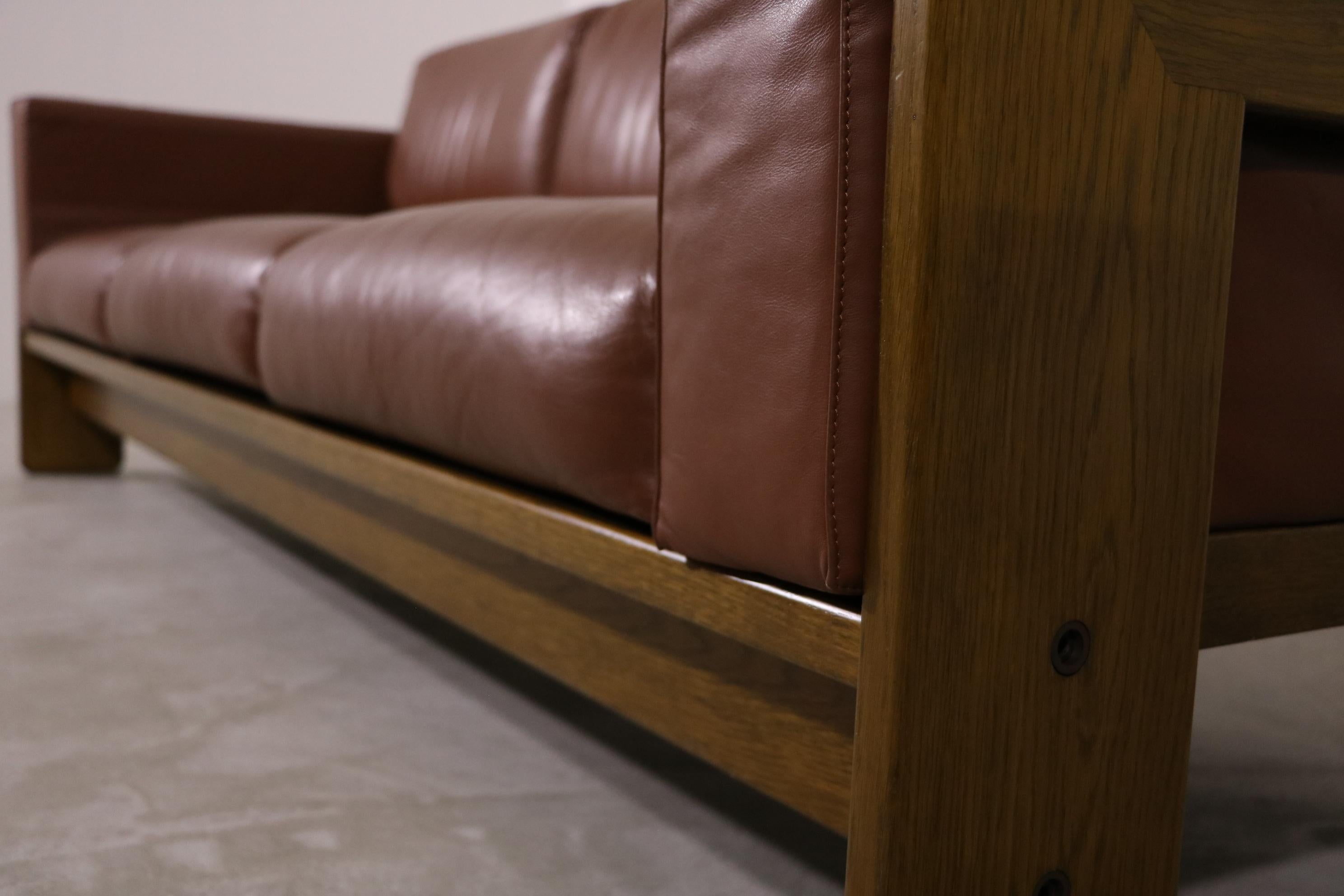 International 3-Sitzer-Sofa Modell 'Bastiano' Tobia Scarpa aus Leder in Cognac im Angebot 2