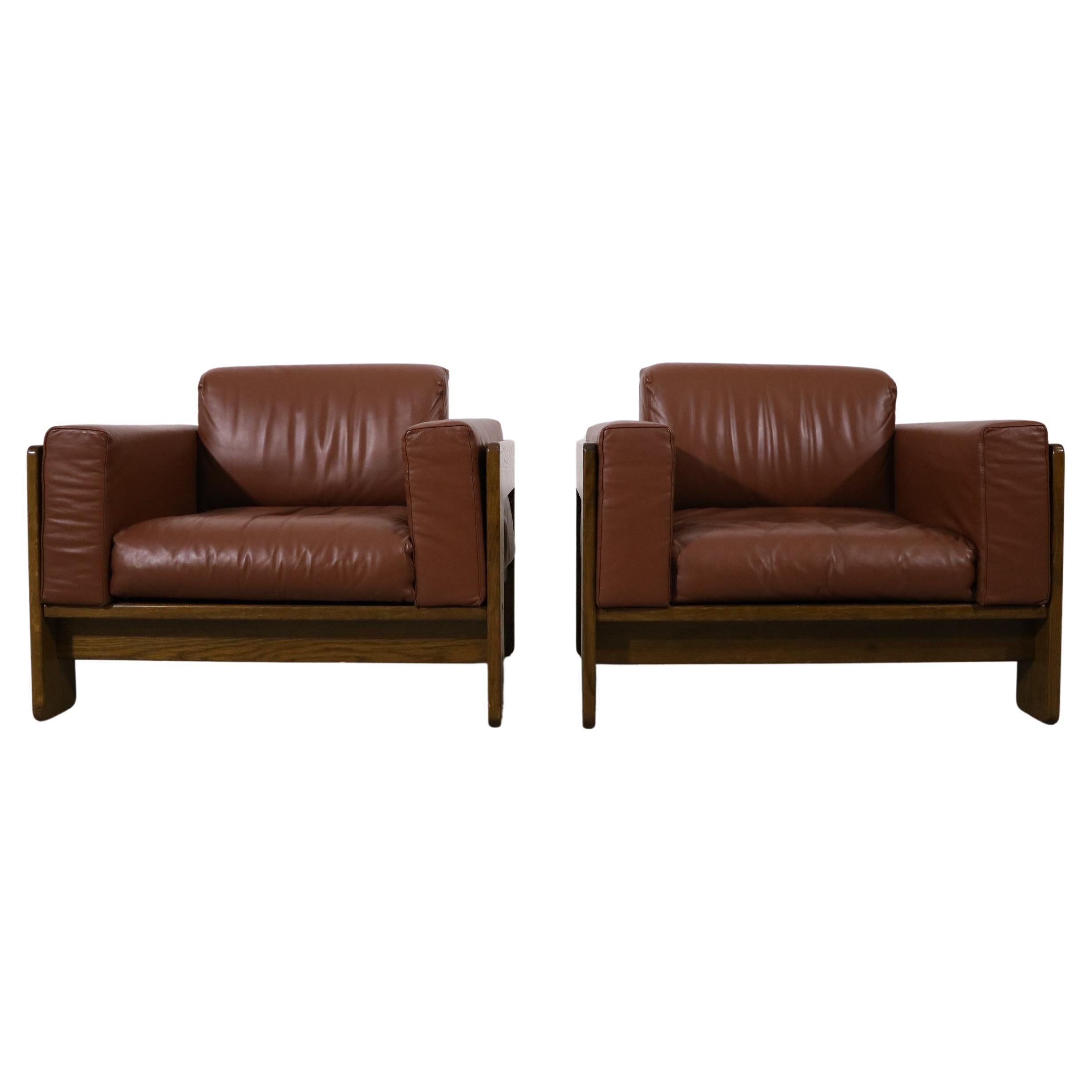 Knoll International Armchairs Model 'Bastiano' by Tobia Scarpa in Leather Cognac