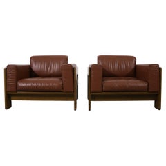 Knoll International Sessel Modell „Bastiano“ von Tobia Scarpa aus Leder in Cognac