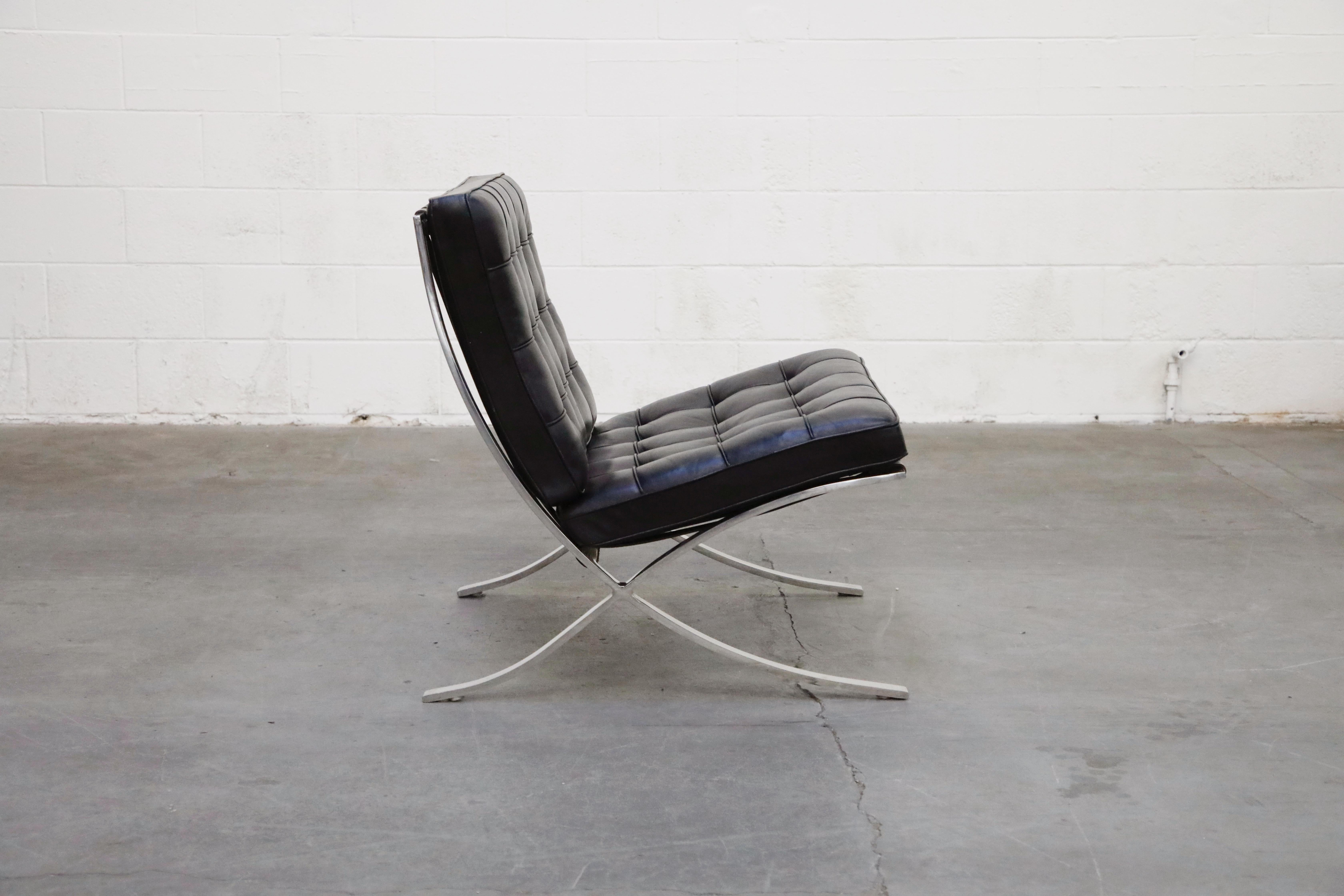 Mid-Century Modern Knoll International Barcelona Chair by Mies Van Der Rohe, Signed & Dated 1986
