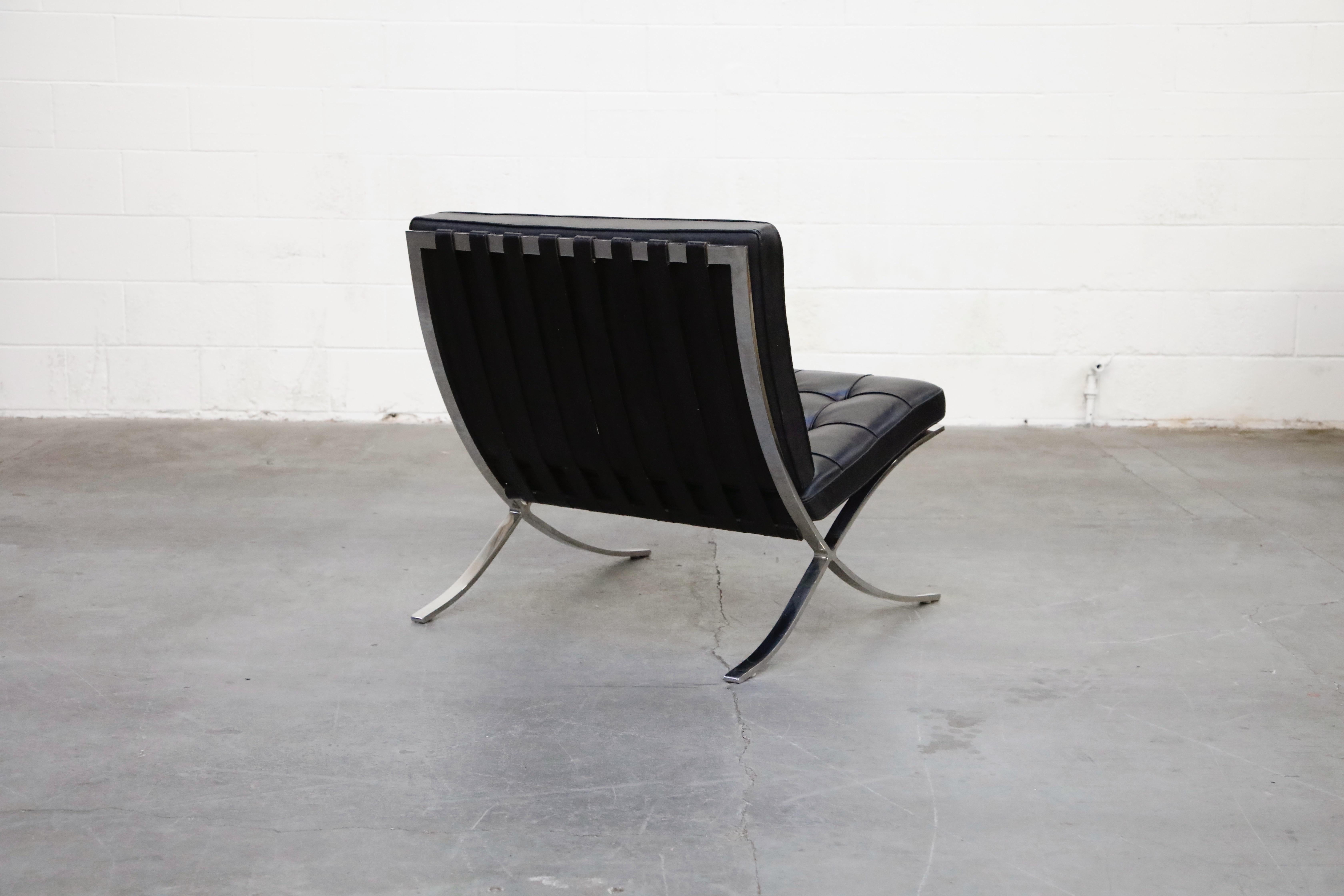 American Knoll International Barcelona Chair by Mies Van Der Rohe, Signed & Dated 1986