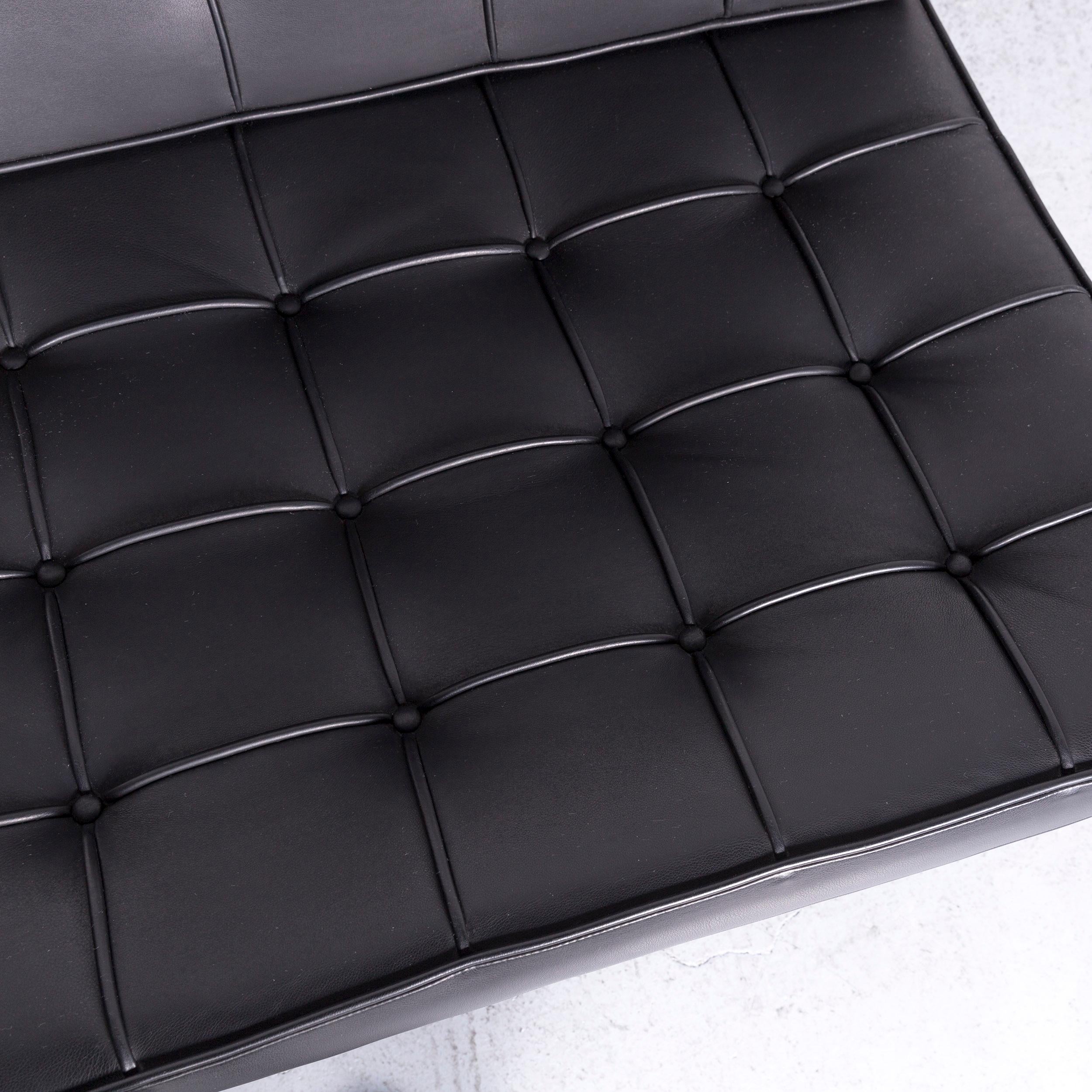 Knoll International Barcelona Chair Designer Leather Armchair Set Black Genuine For Sale 4