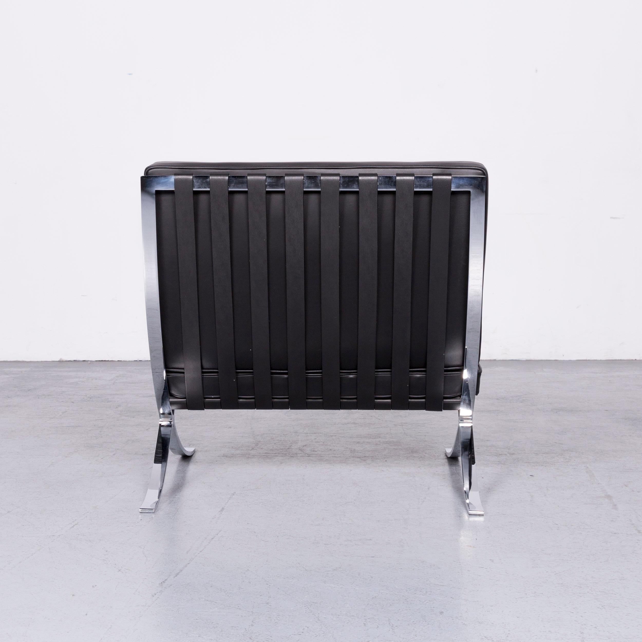 Knoll International Barcelona Chair Designer Leather Armchair Set Black Genuine For Sale 10
