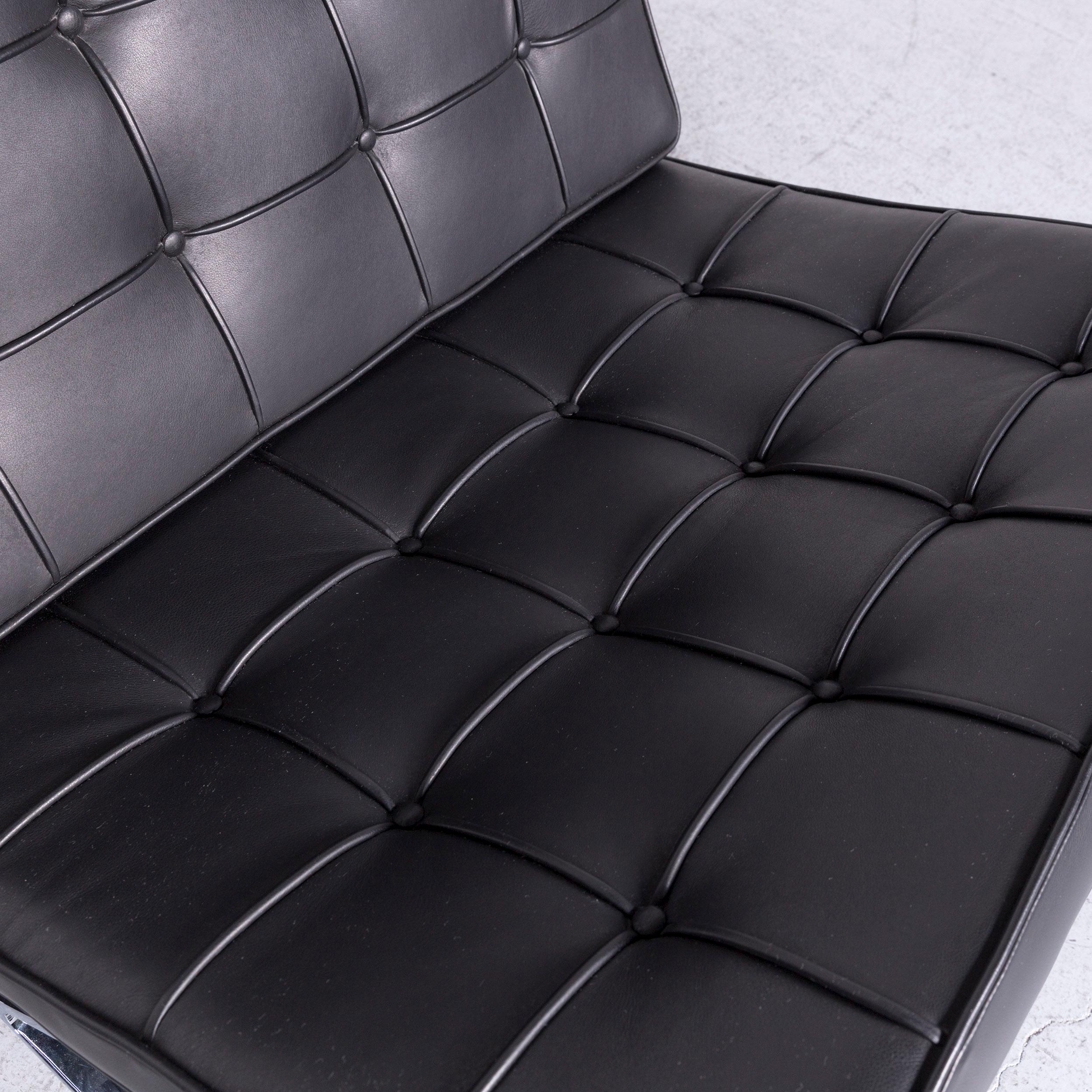 Contemporary Knoll International Barcelona Chair Designer Leather Armchair Set Black Genuine For Sale