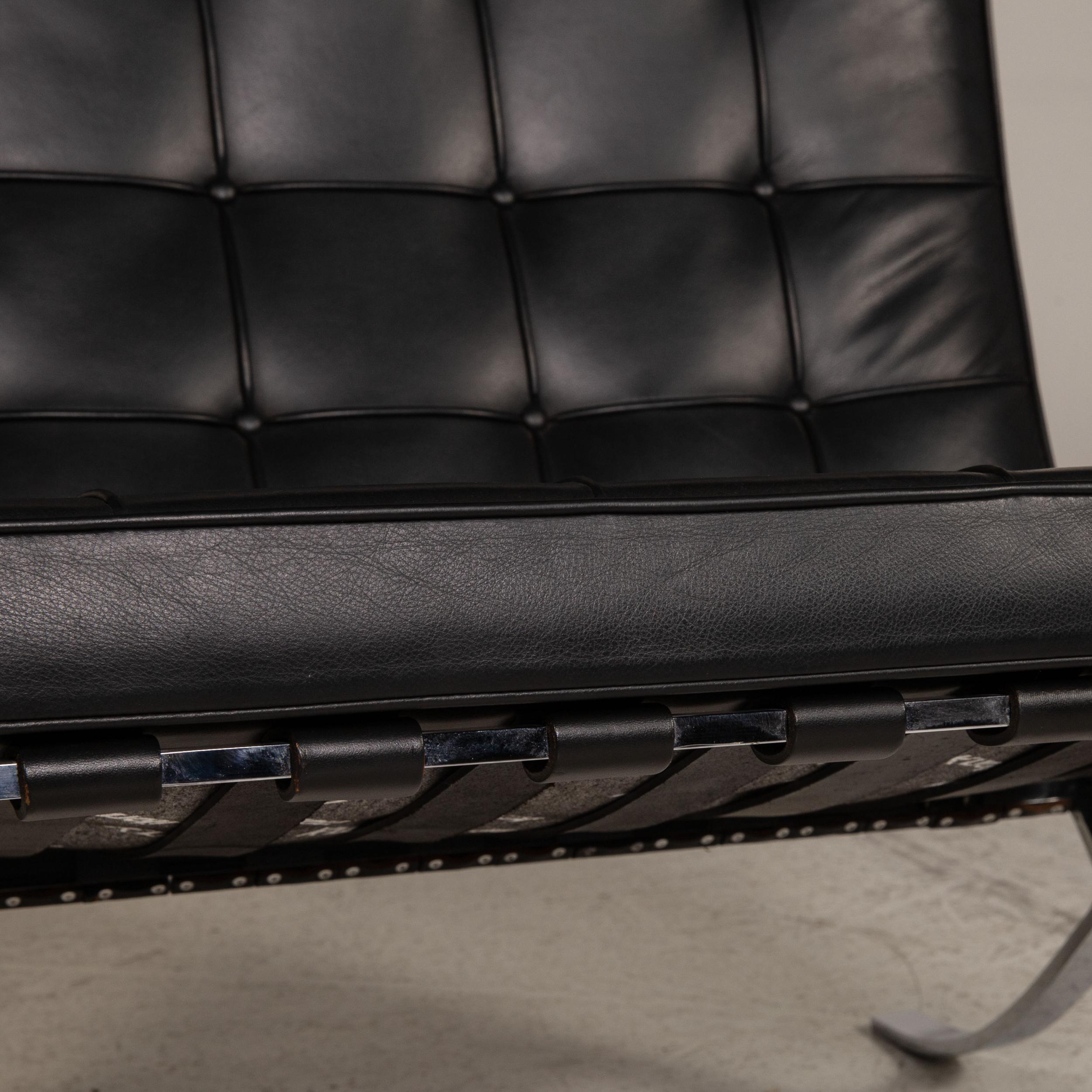 Modern Knoll International Barcelona Chair Leather Armchair Black by Ludwig Mies van For Sale