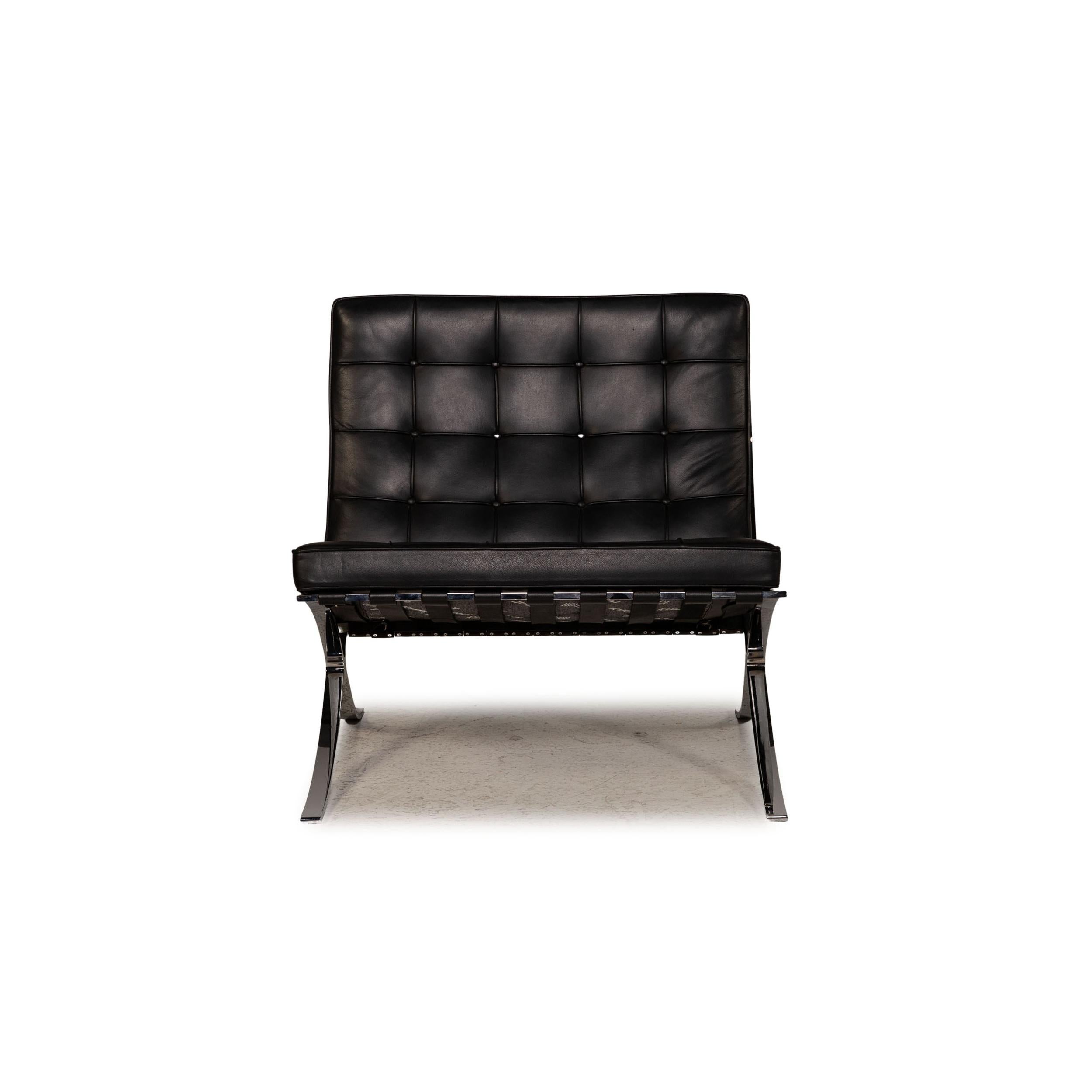 Contemporary Knoll International Barcelona Chair Leather Armchair Black by Ludwig Mies van For Sale
