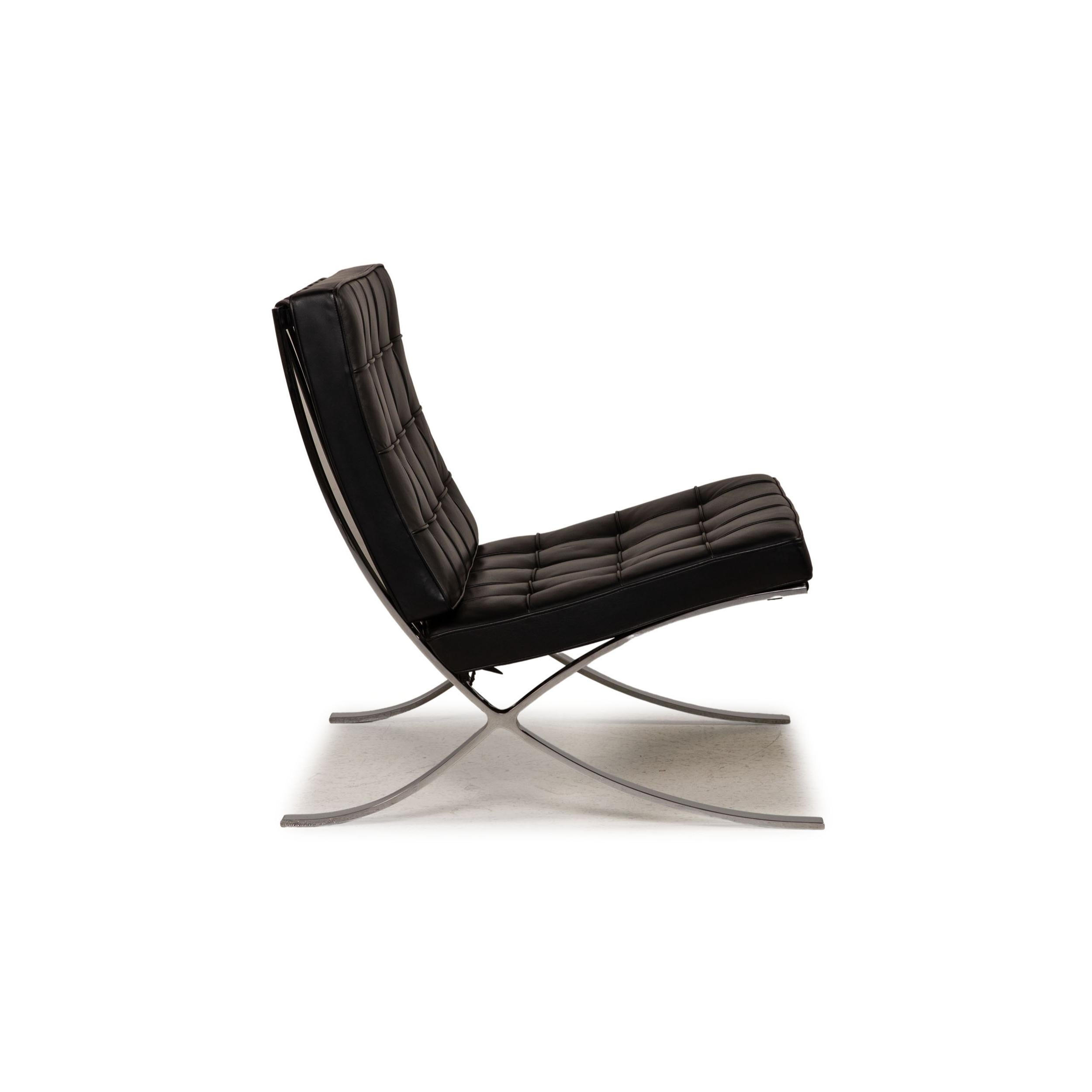 Knoll International Barcelona Chair Leather Armchair Black by Ludwig Mies van For Sale 1