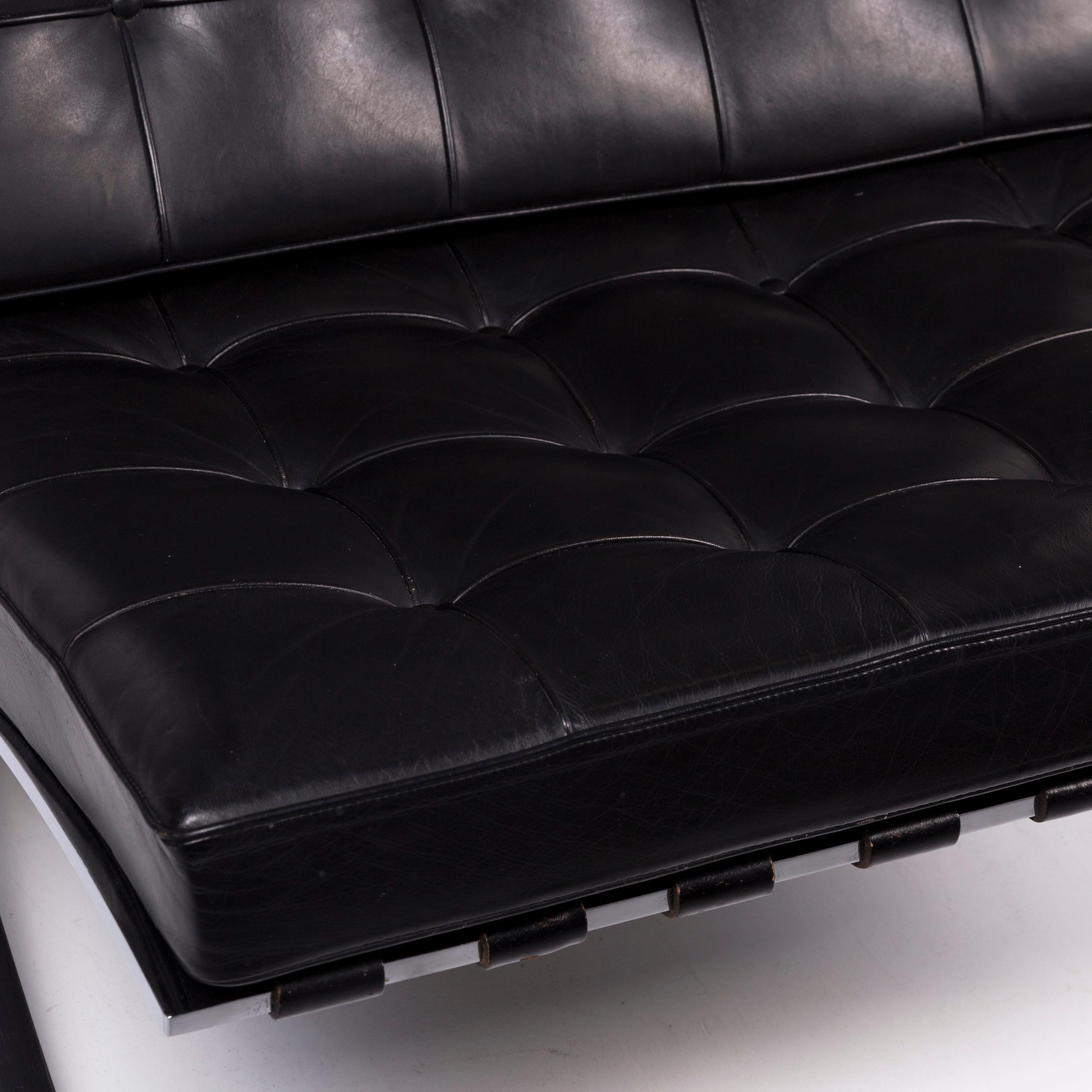 German Knoll International Barcelona Chair Leather Armchair Black For Sale