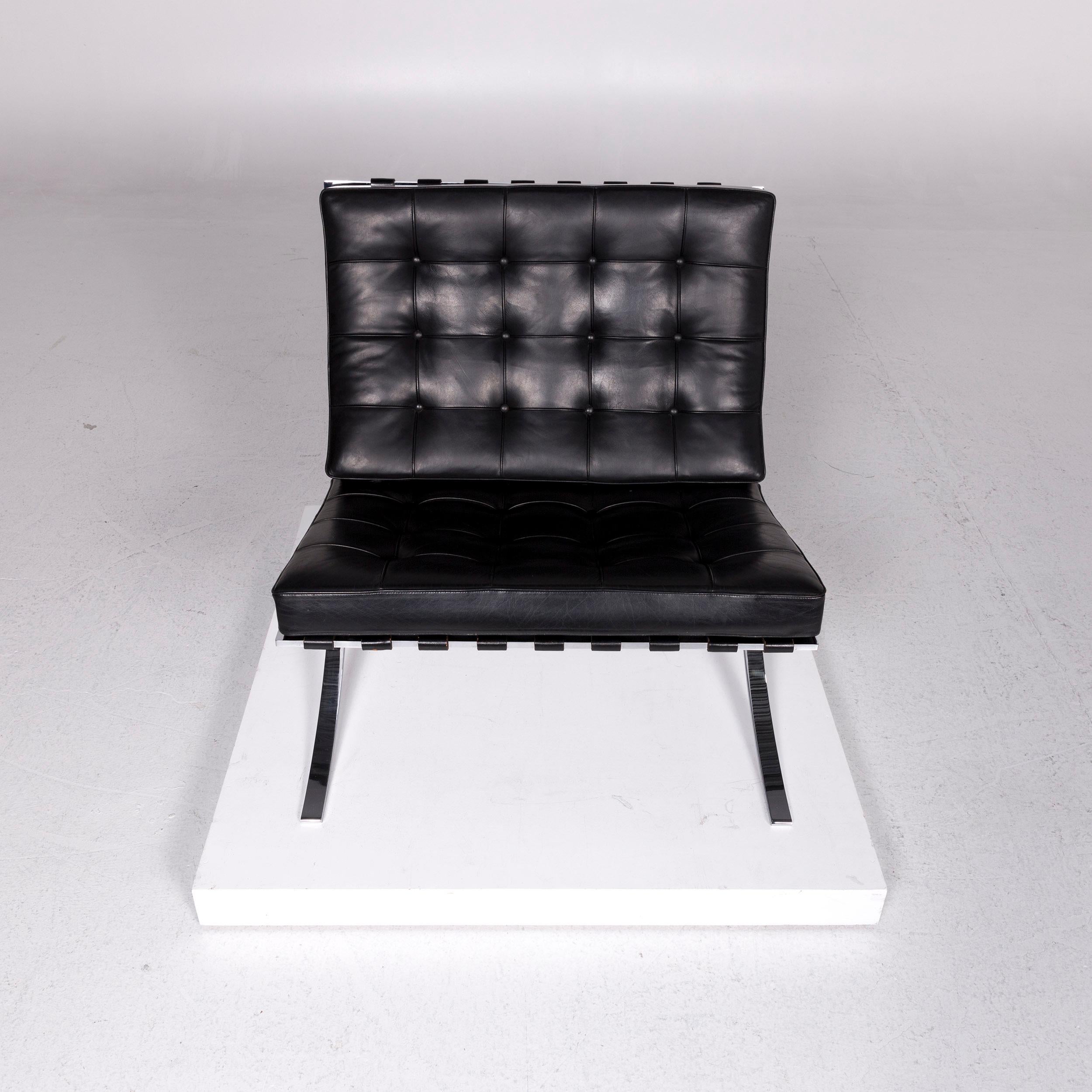 Knoll International Barcelona Chair Leather Armchair Black For Sale 2