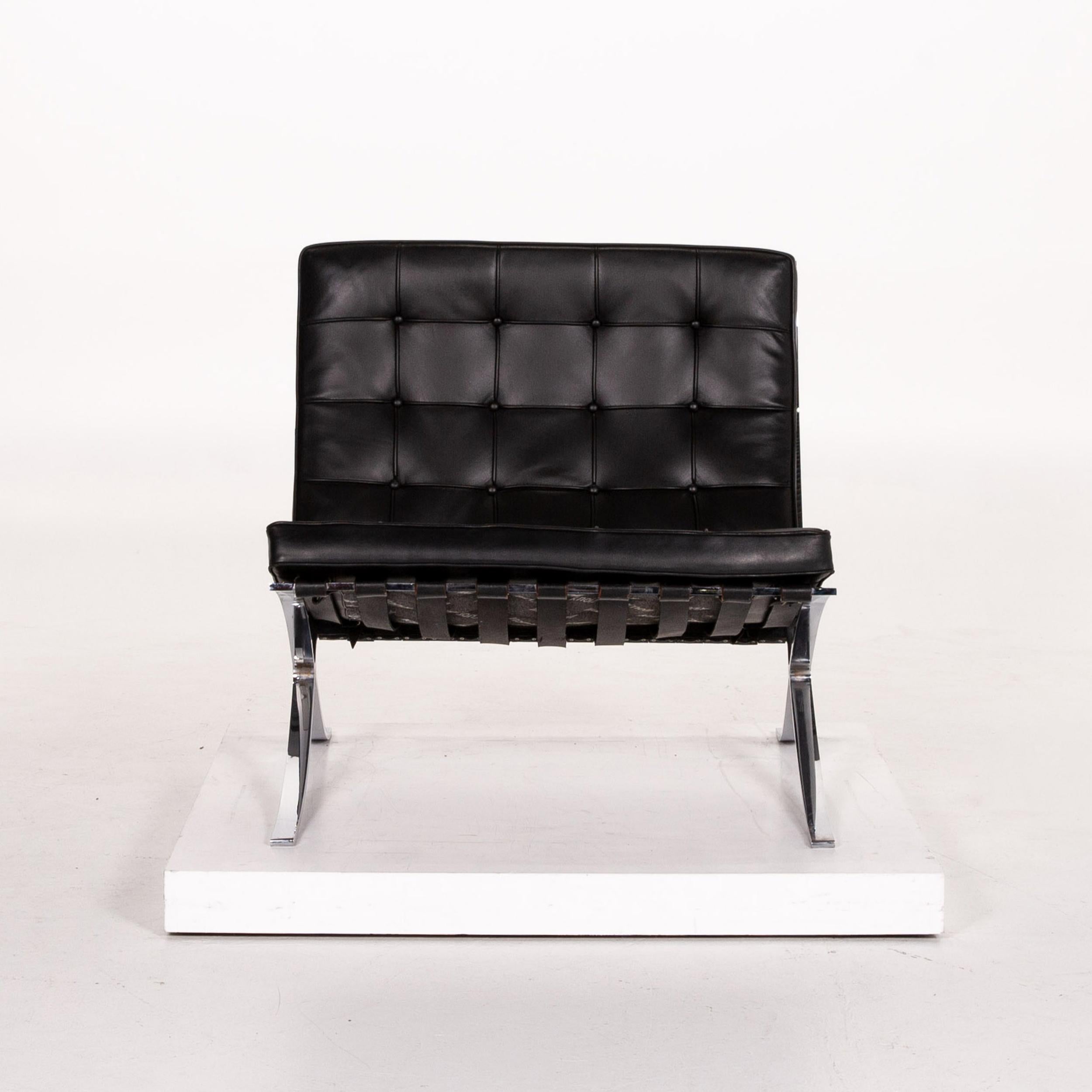 Knoll International Barcelona Chair Leather Armchair Black In Good Condition In Cologne, DE