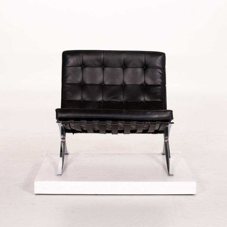 Knoll International Barcelona Chair Leather Armchair Black at 1stDibs