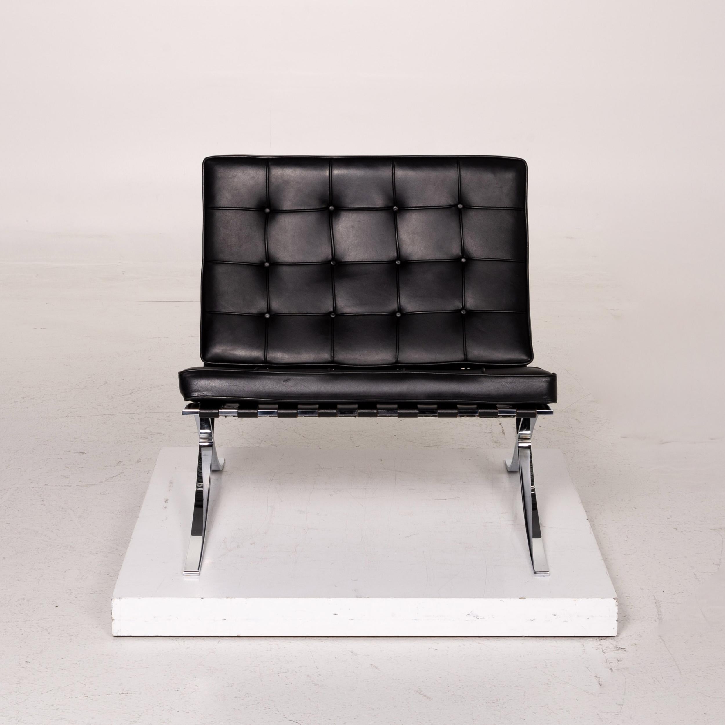 Knoll International Barcelona Chair Leather Armchair Black For Sale 2