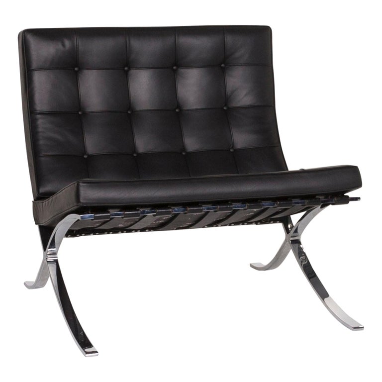 Knoll International Barcelona Chair Leather Armchair Black at 1stDibs