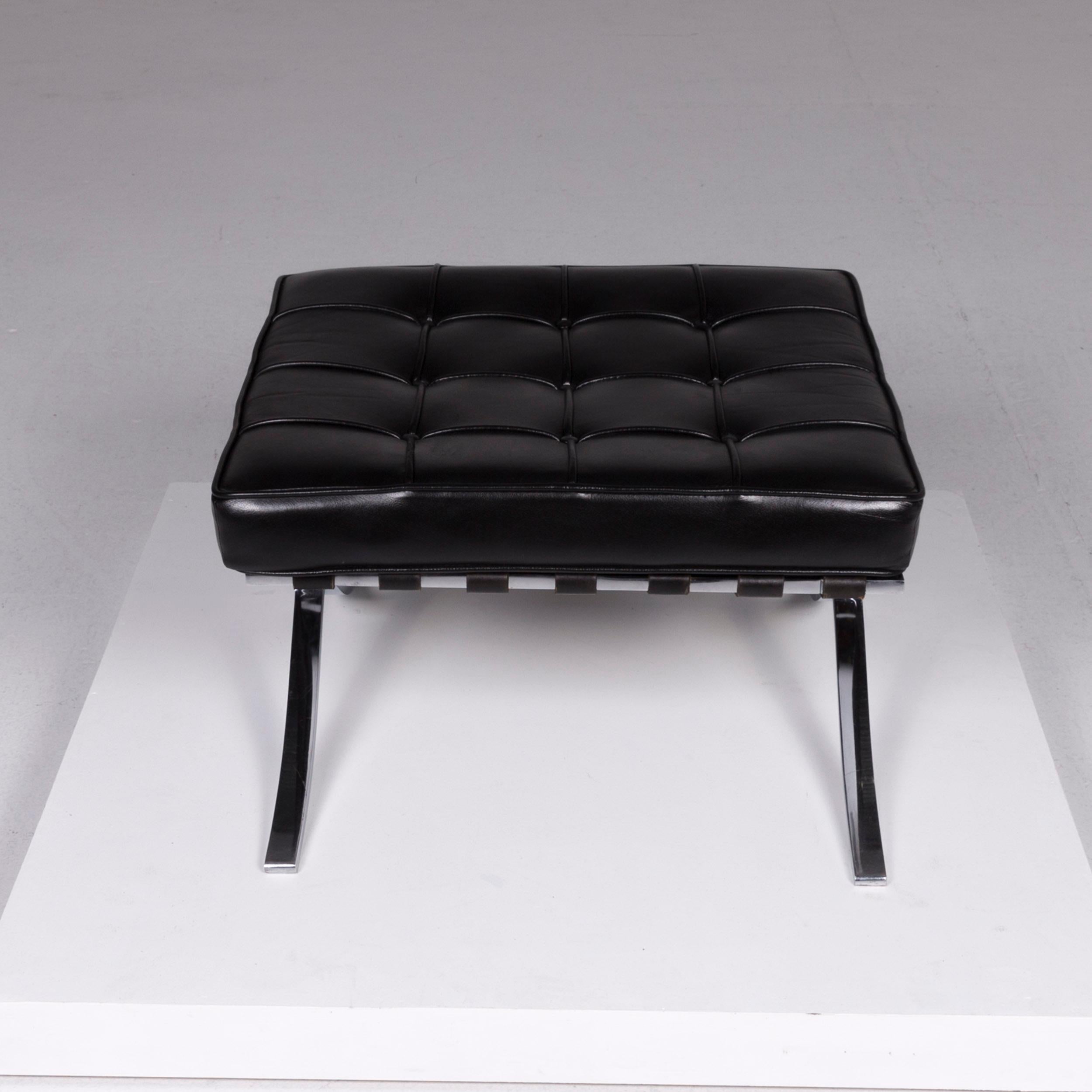 Knoll International Barcelona Chair Vintage Designer Leather Armchair Set Black For Sale 9