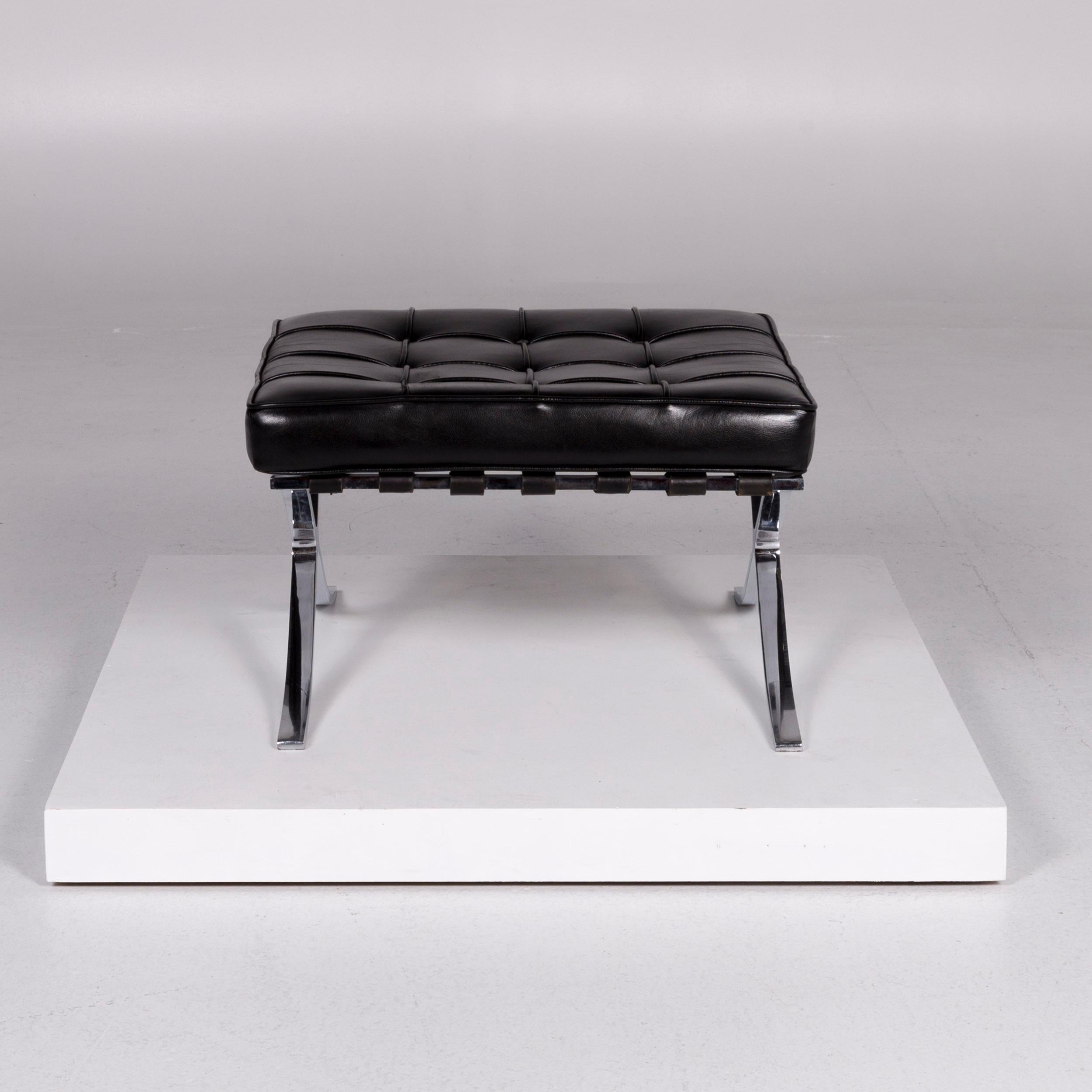 Modern Knoll International Barcelona Chair Vintage Designer Leather Armchair Set Black For Sale