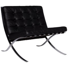 Knoll International Barcelona Chair, Designer-Ledersessel, schwarz
