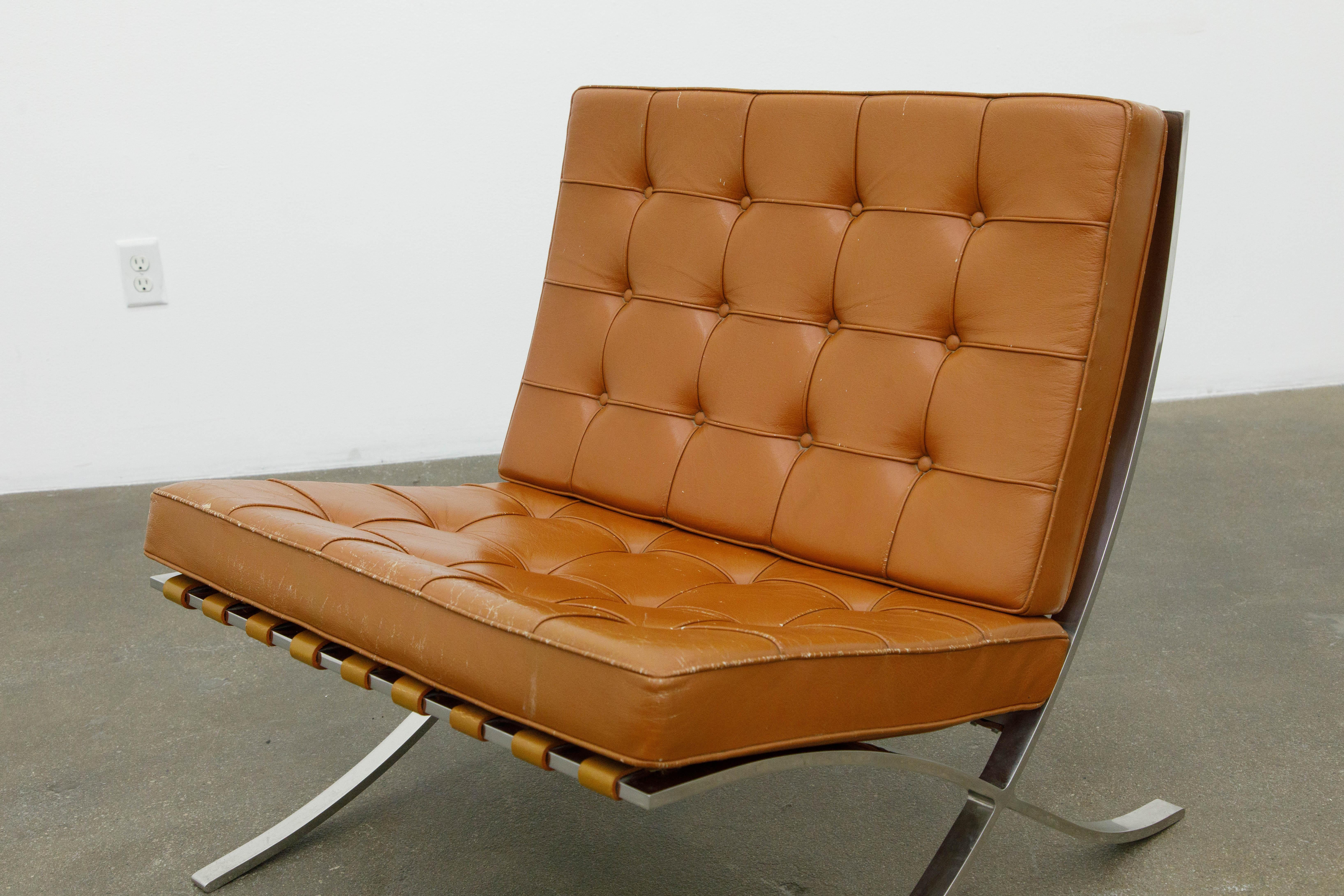 Knoll International Barcelona Lounge Chair by Mies Van Der Rohe, c. 1970, Signed 5