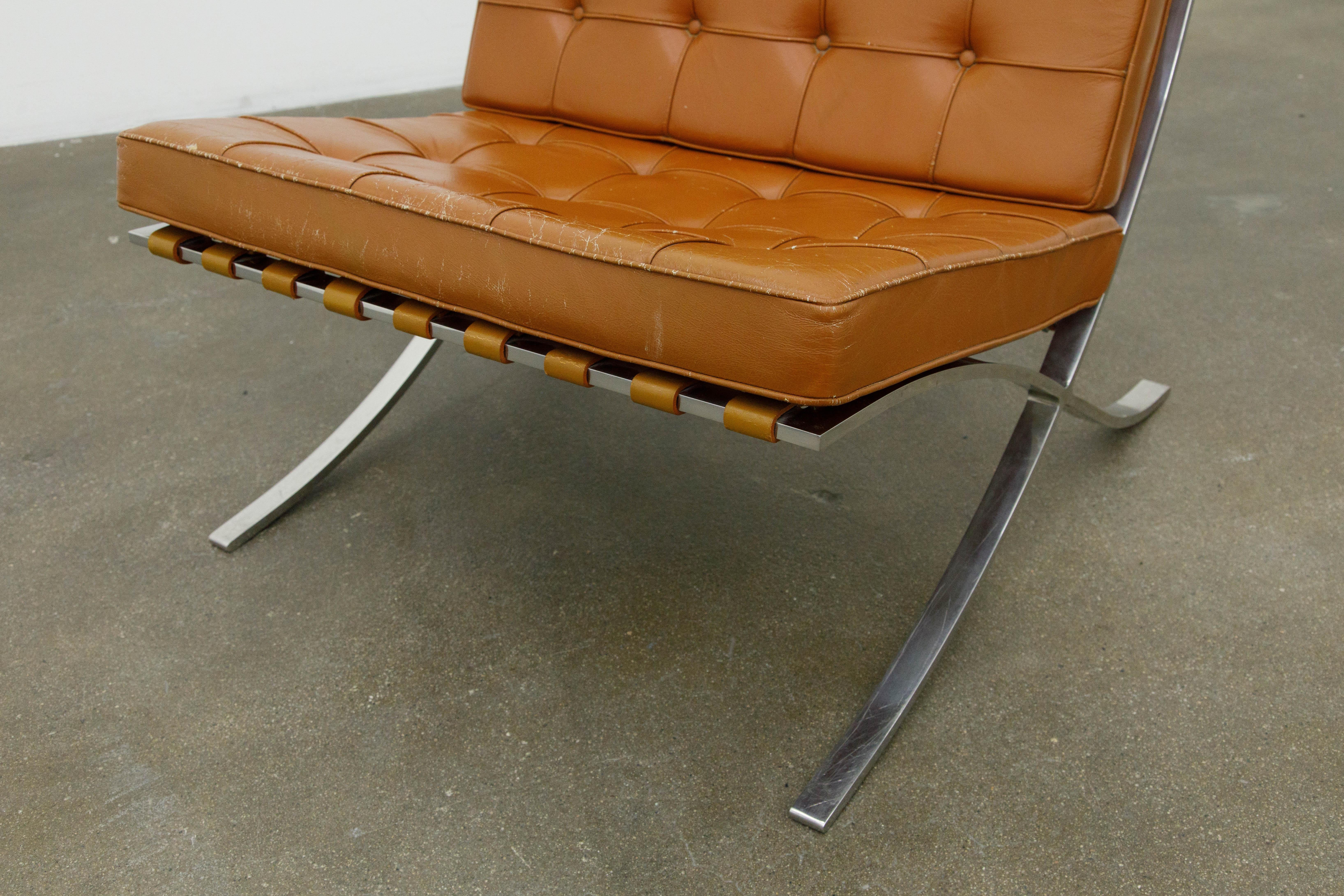 Knoll International Barcelona Lounge Chair by Mies Van Der Rohe, c. 1970, Signed 6