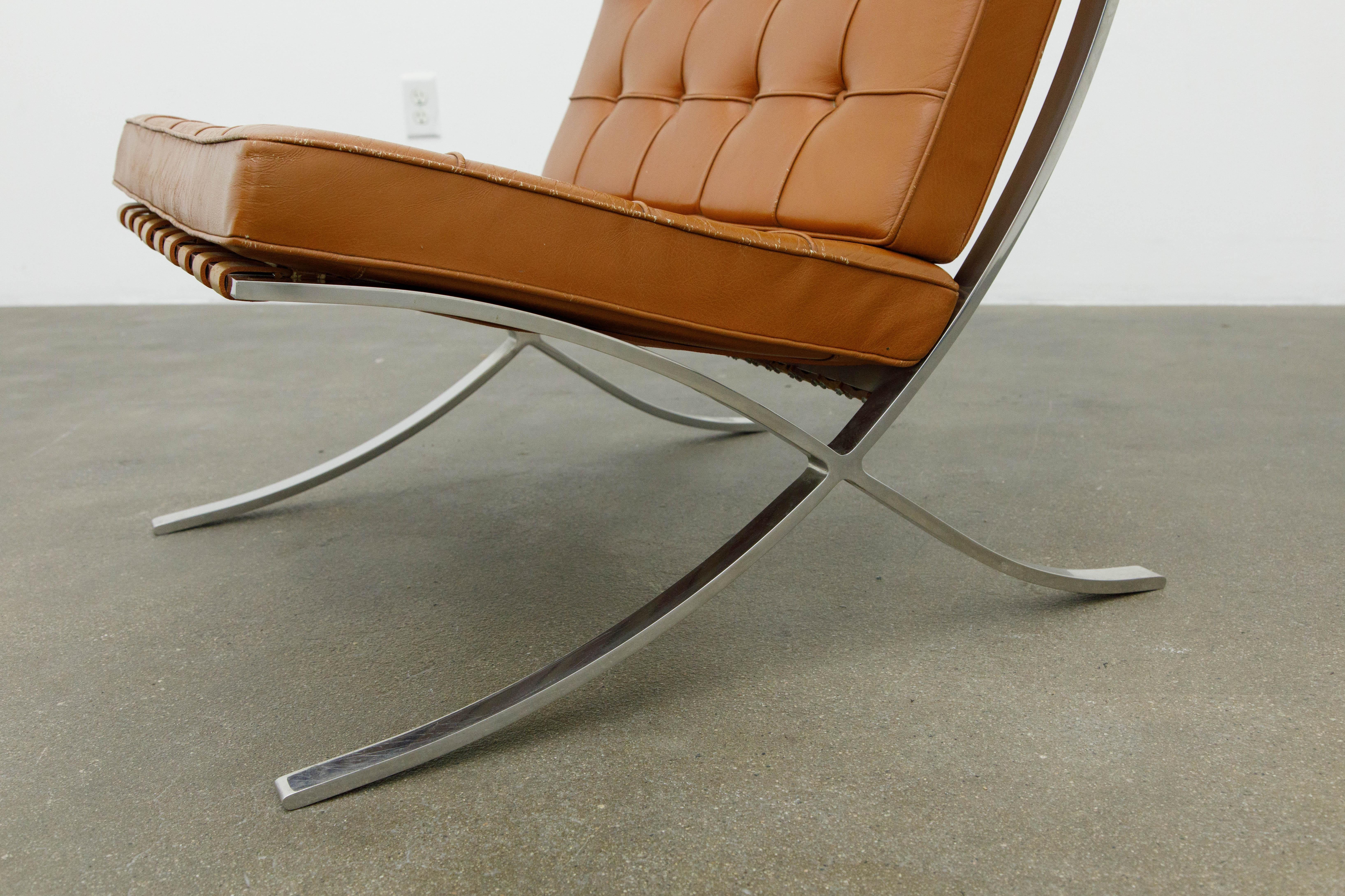 Knoll International Barcelona Lounge Chair by Mies Van Der Rohe, c. 1970, Signed 7