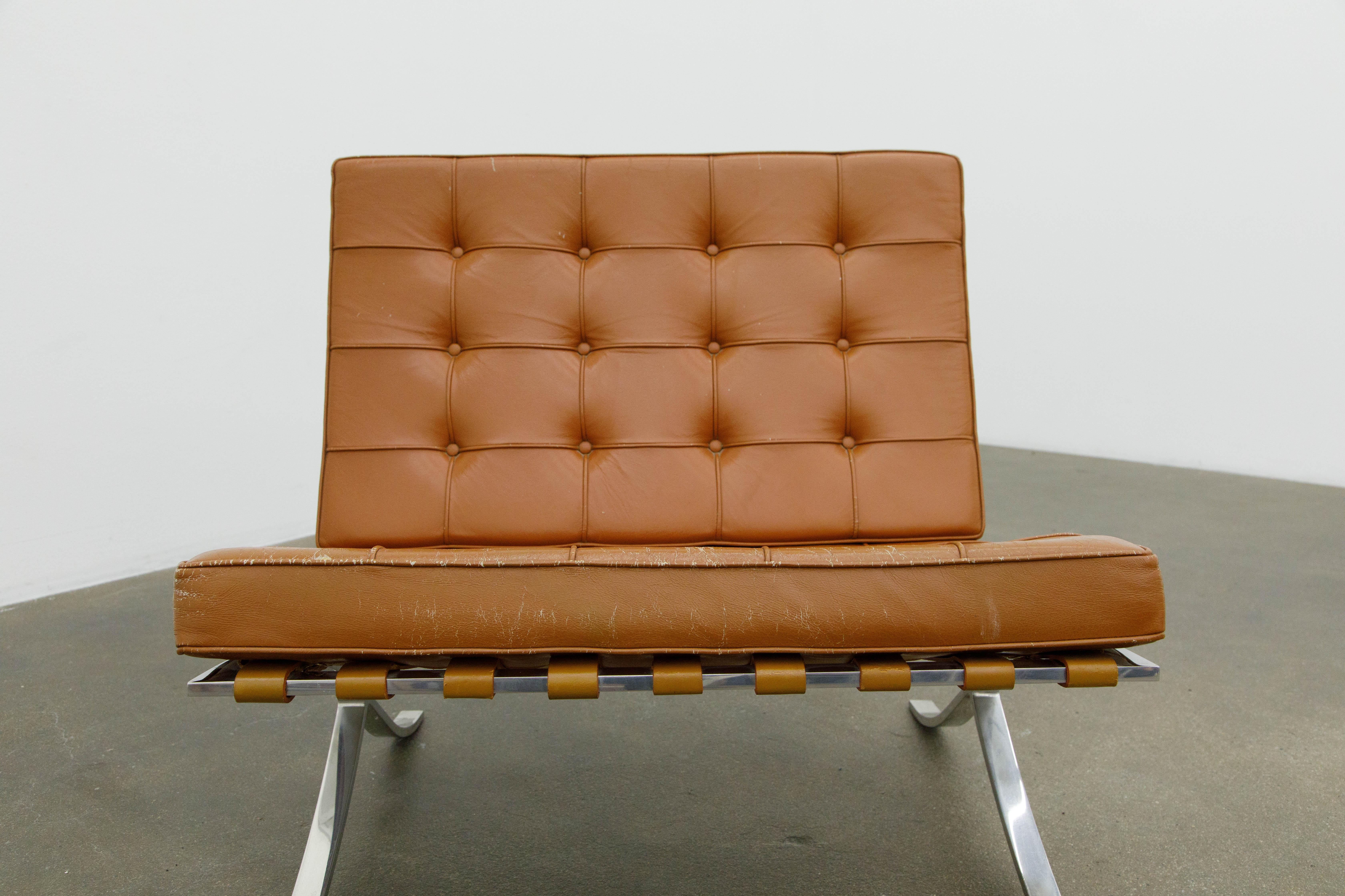 Knoll International Barcelona Lounge Chair by Mies Van Der Rohe, c. 1970, Signed 9