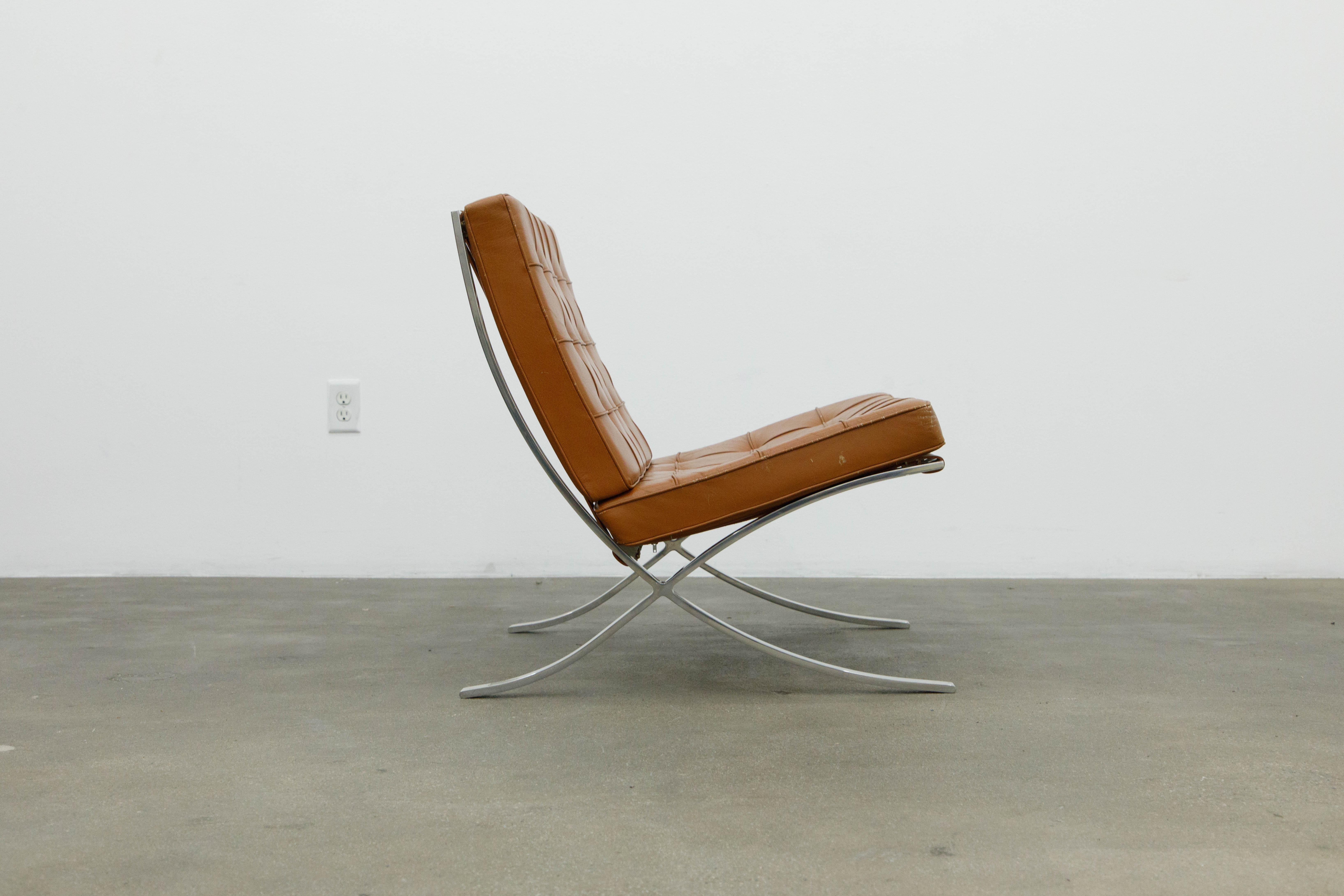 Late 20th Century Knoll International Barcelona Lounge Chair by Mies Van Der Rohe, c. 1970, Signed