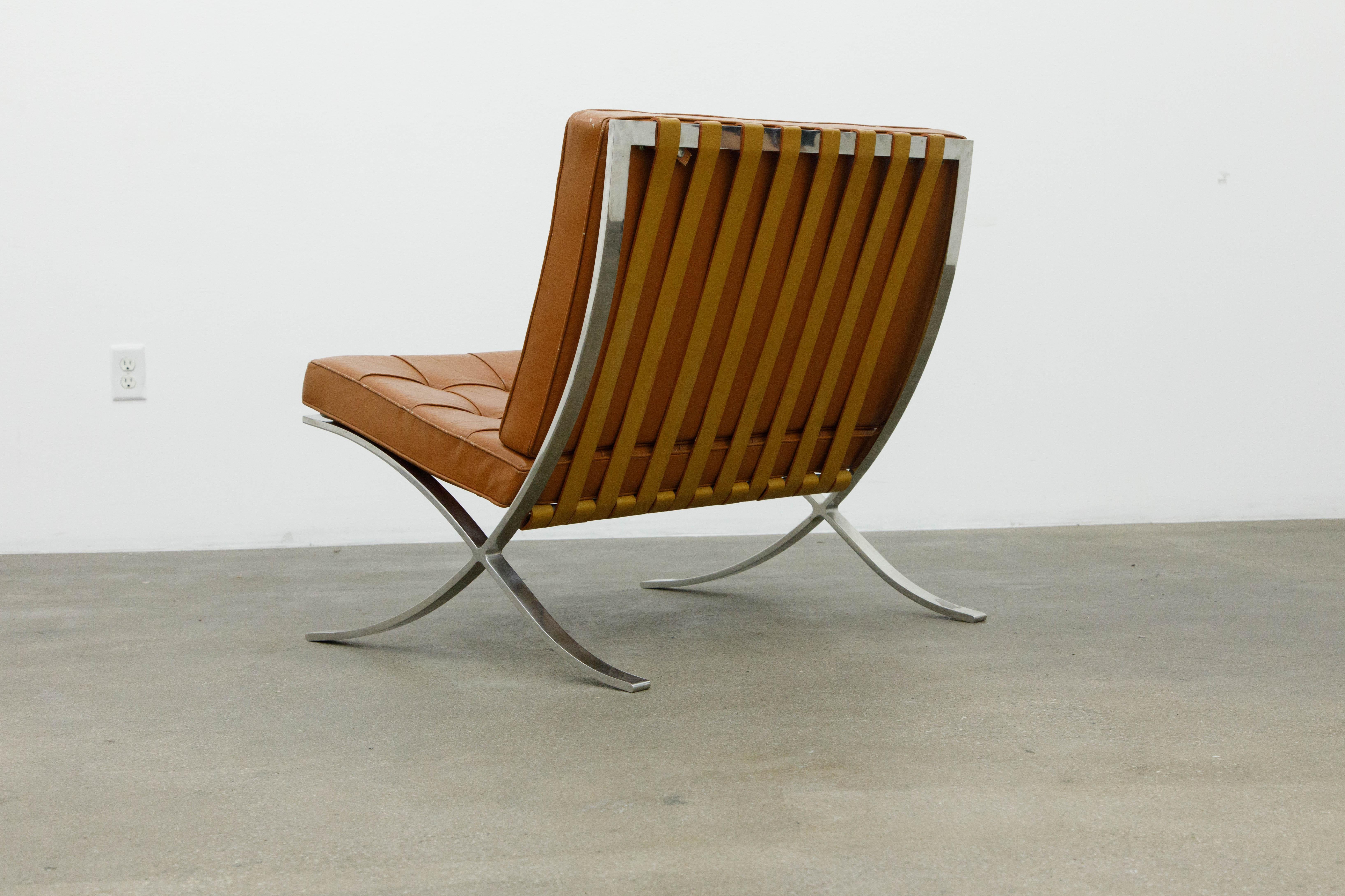 Knoll International Barcelona Lounge Chair by Mies Van Der Rohe, c. 1970, Signed 2