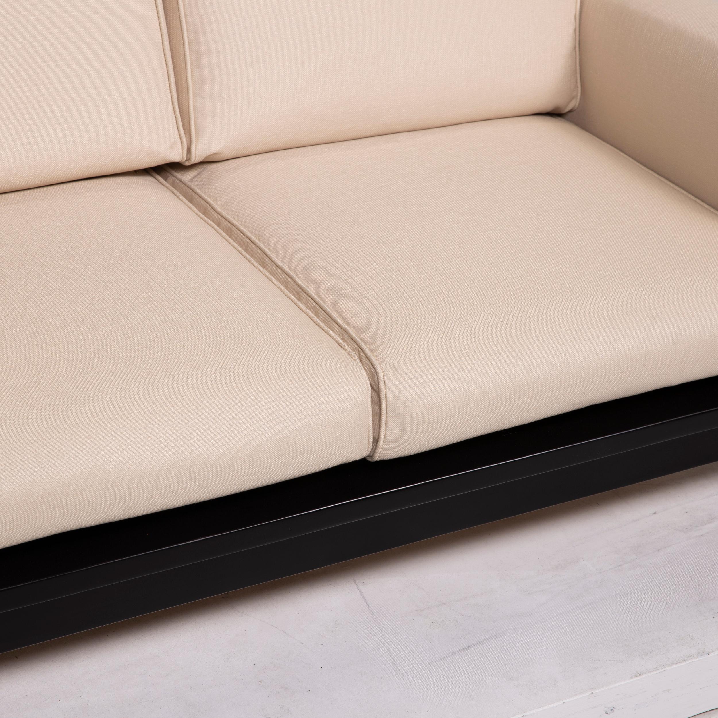 German Knoll International Bastiano Fabric Sofa Set Cream 1x Three-Seater 1x