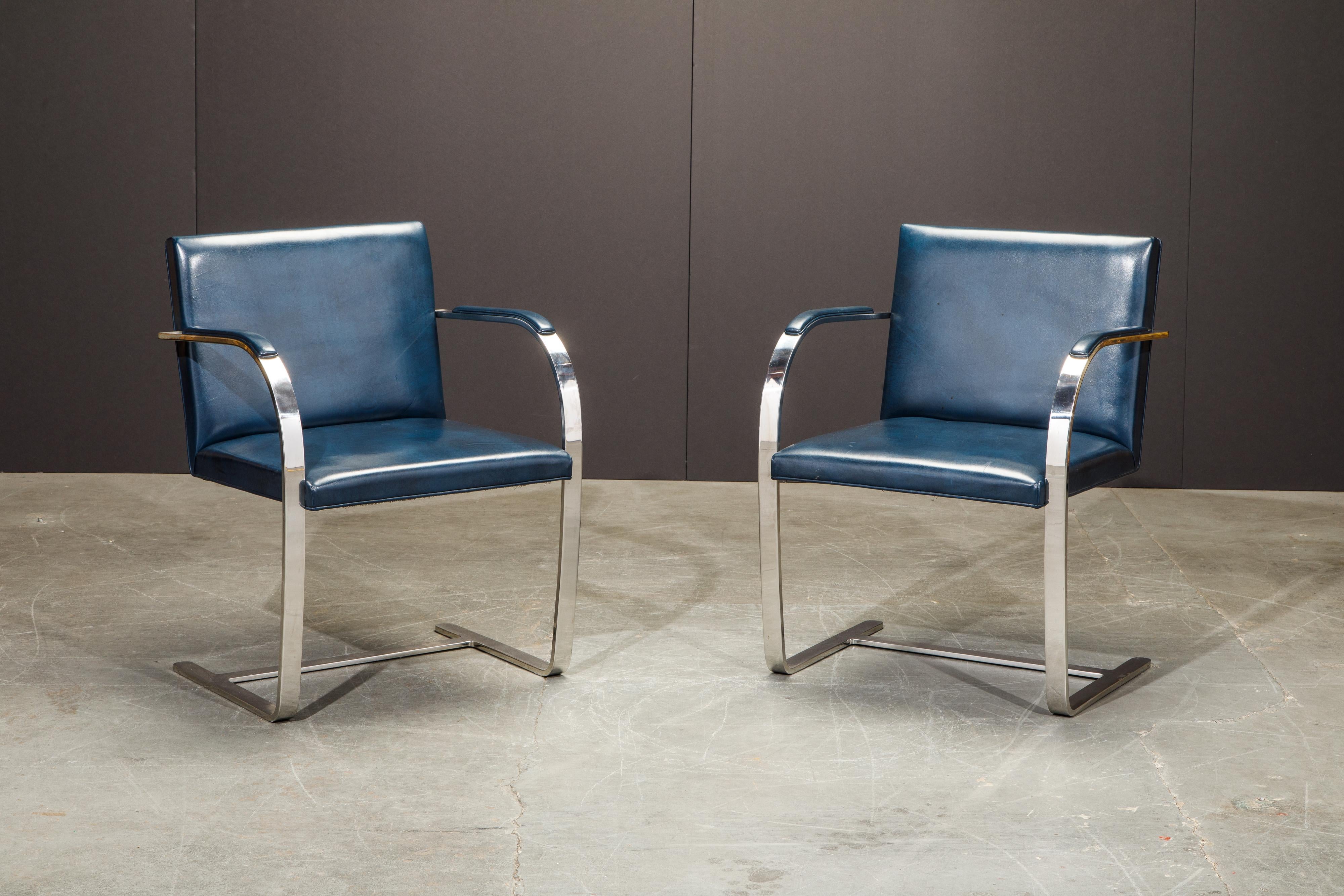 This pair of signed (authentic) 'Brno' Armchairs are collectible 2nd generation production examples by Knoll International and have an attractive and lovely light patina with Knoll International labels.

This is an excellent opportunity for the
