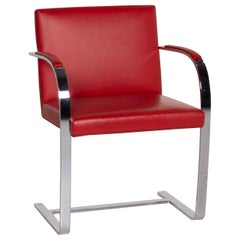 Knoll International Brno Leather Chair Red
