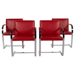 Knoll International Brno Leather Chair Set Red Set