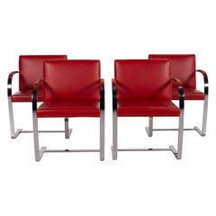 Knoll International Brno Leather Chair Set Red Set