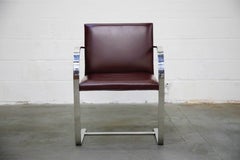 Knoll International Burgundy Leather 'Brno' Chairs by Mies van der Rohe, Signed