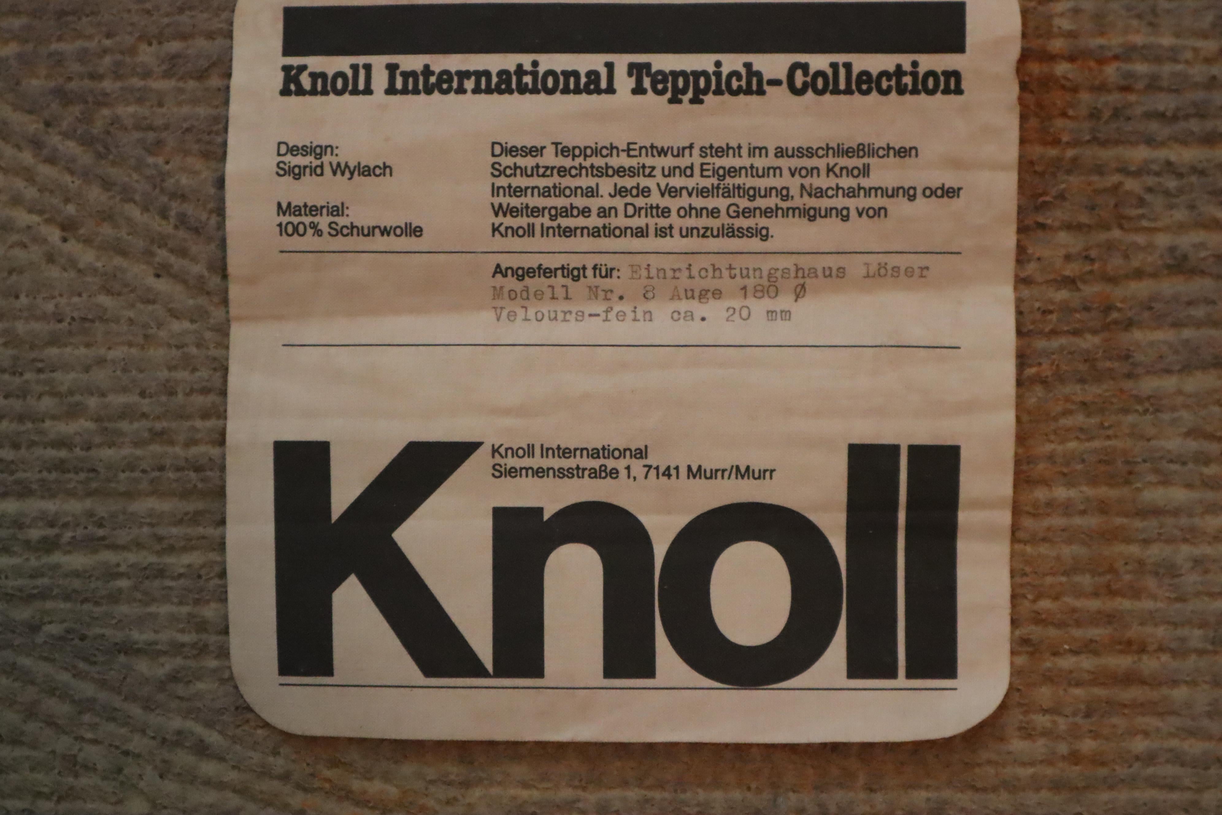 Tappeto Knoll International Model No. 8 Occhio di Sigrid Wylach, anni '80 in vendita 7