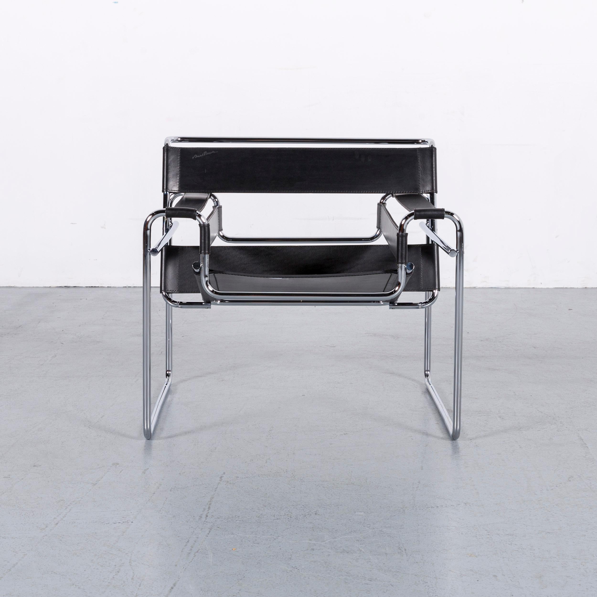 Knoll International Designer Armchair Set Black Leather by Marcel Breuer 5