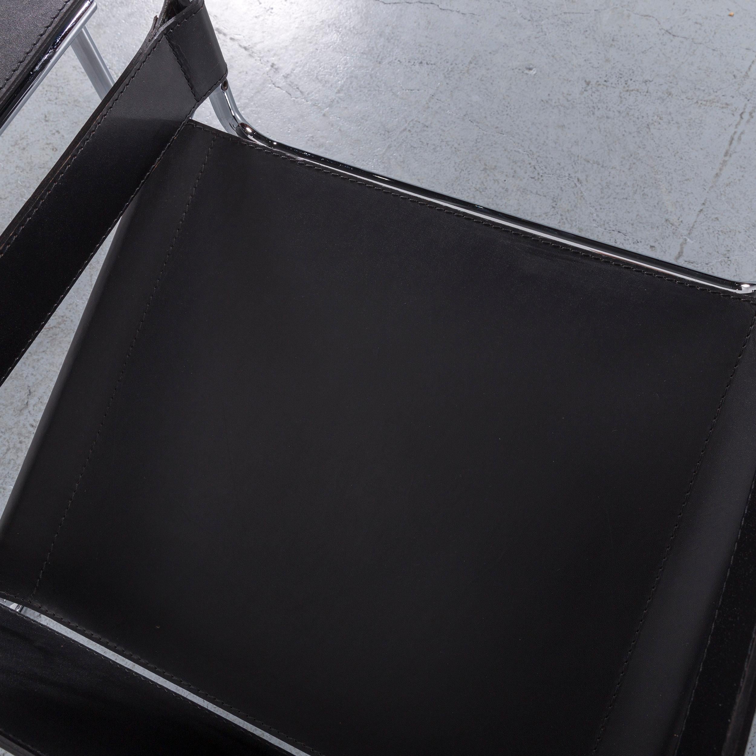 Knoll International Designer Armchair Set Black Leather by Marcel Breuer 7