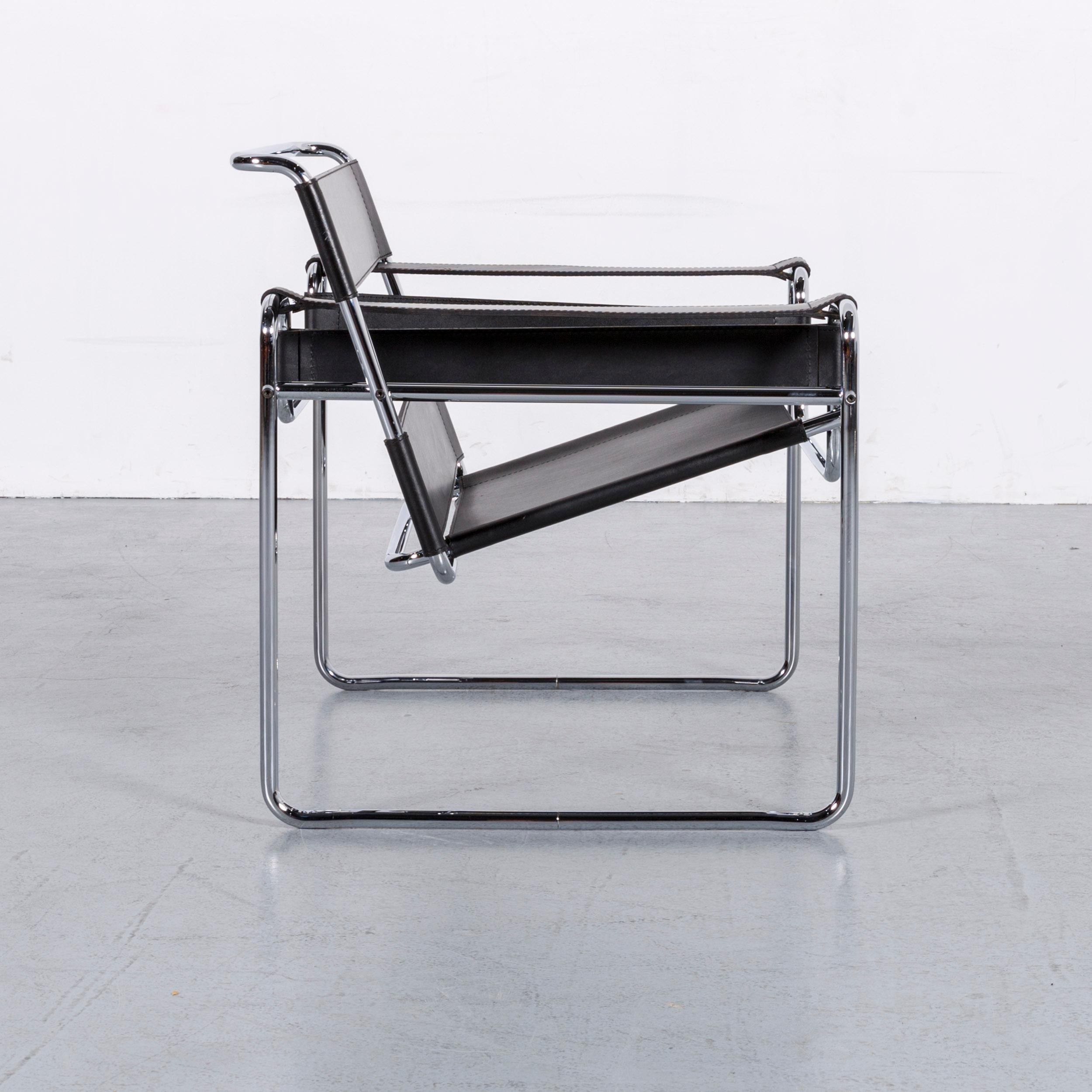 Knoll International Designer Armchair Set Black Leather by Marcel Breuer 9