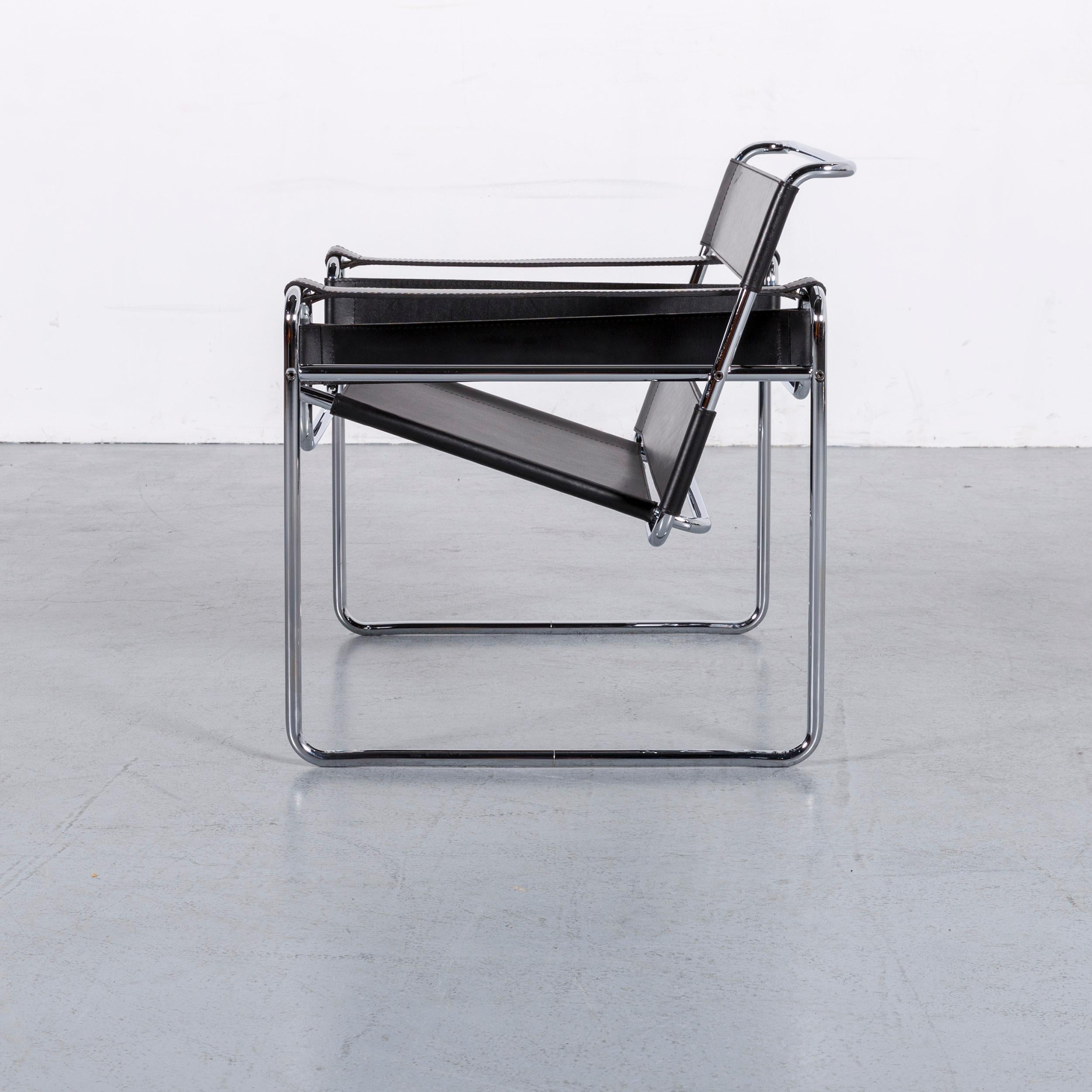 Knoll International Designer Armchair Set Black Leather by Marcel Breuer 11