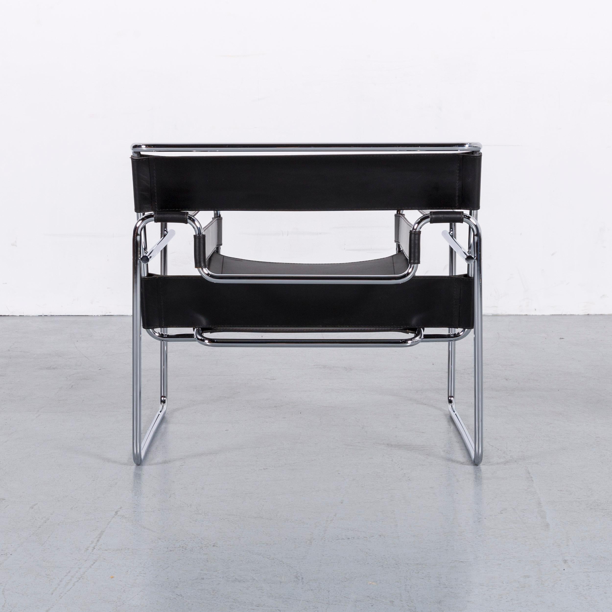 Knoll International Designer Armchair Set Black Leather by Marcel Breuer 2