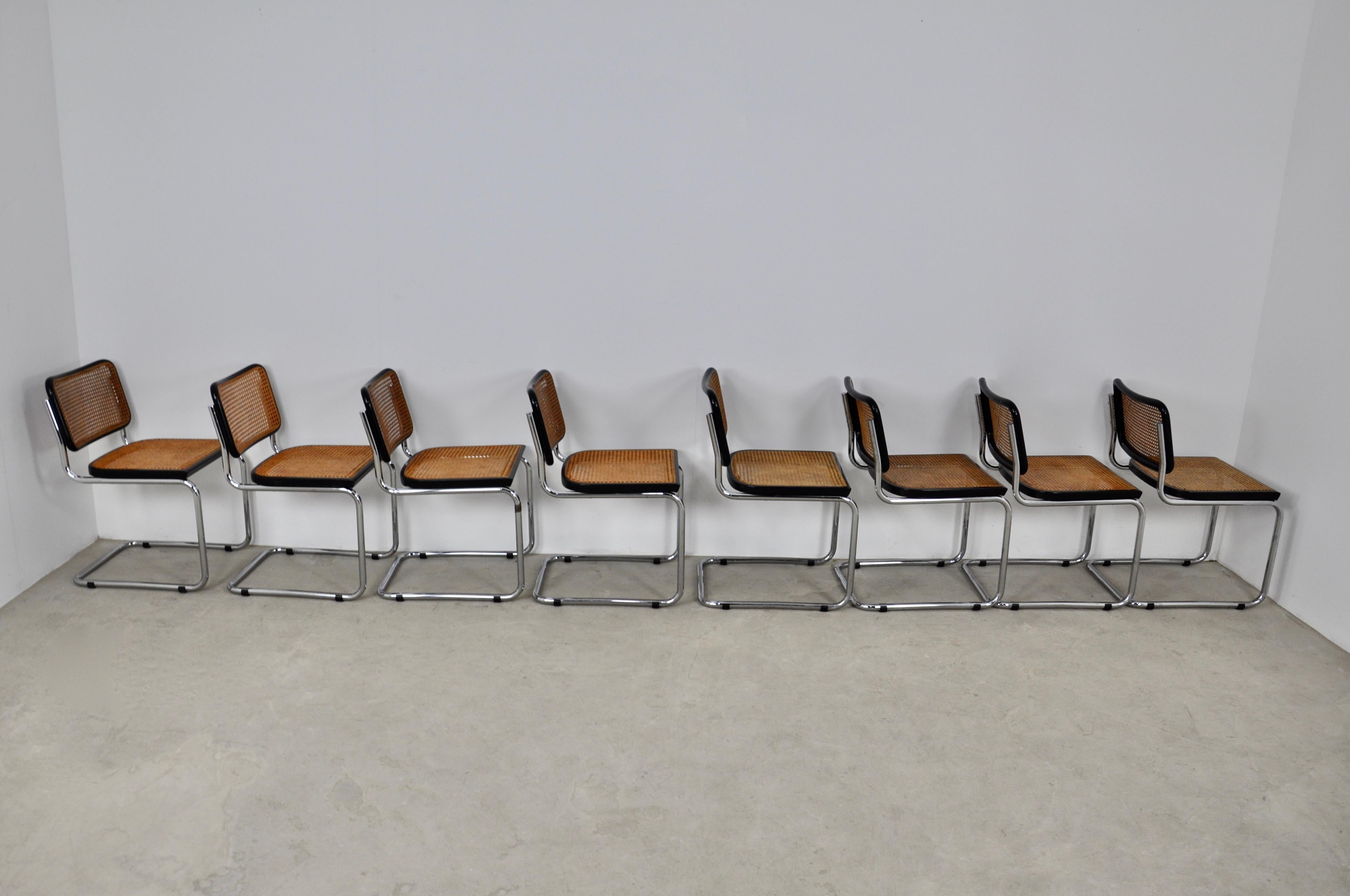 Metal Knoll International Dinning Chairs by Marcel Breuer 1980s Set8