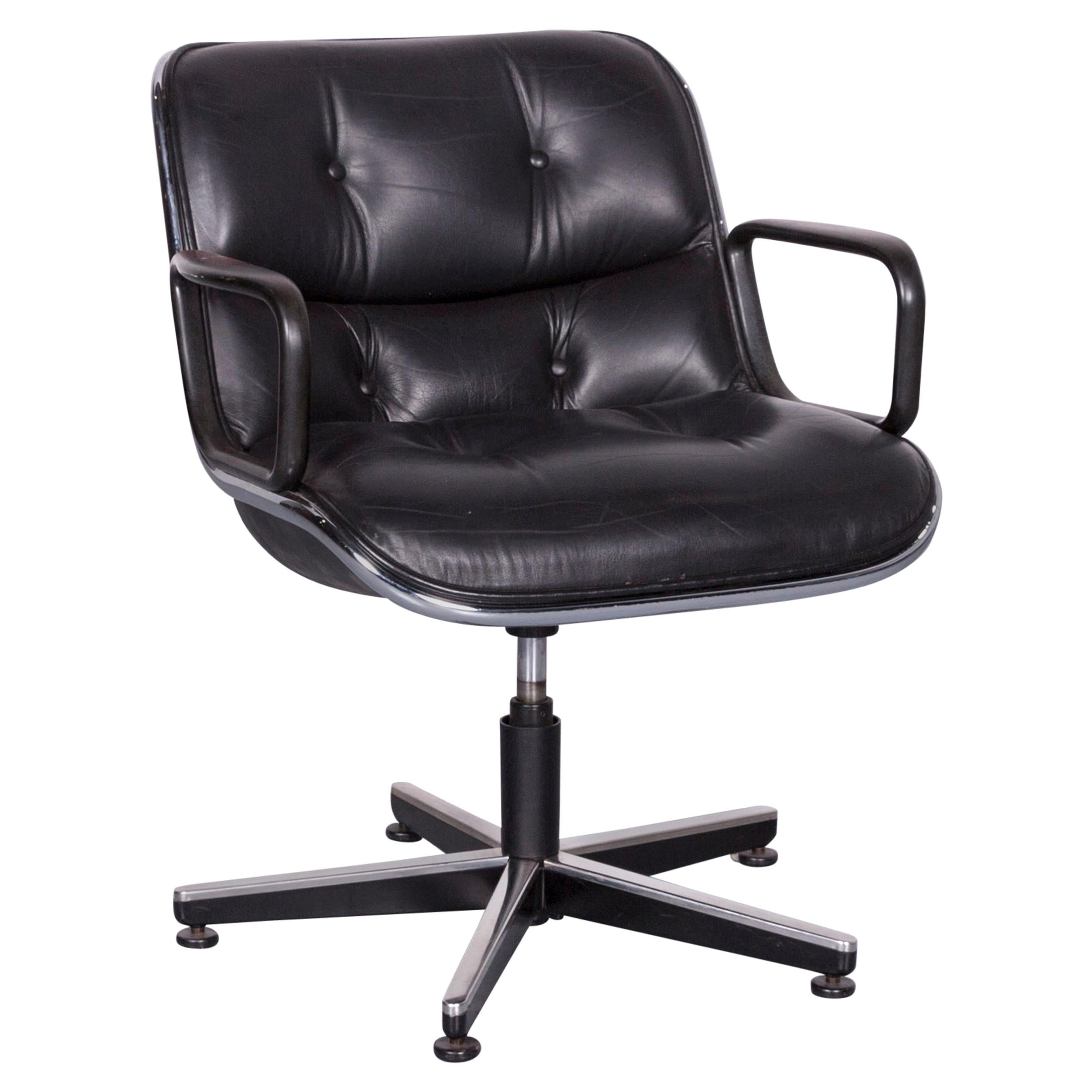 Knoll International Executive Chai Leather Armchair Black Chair For Sale