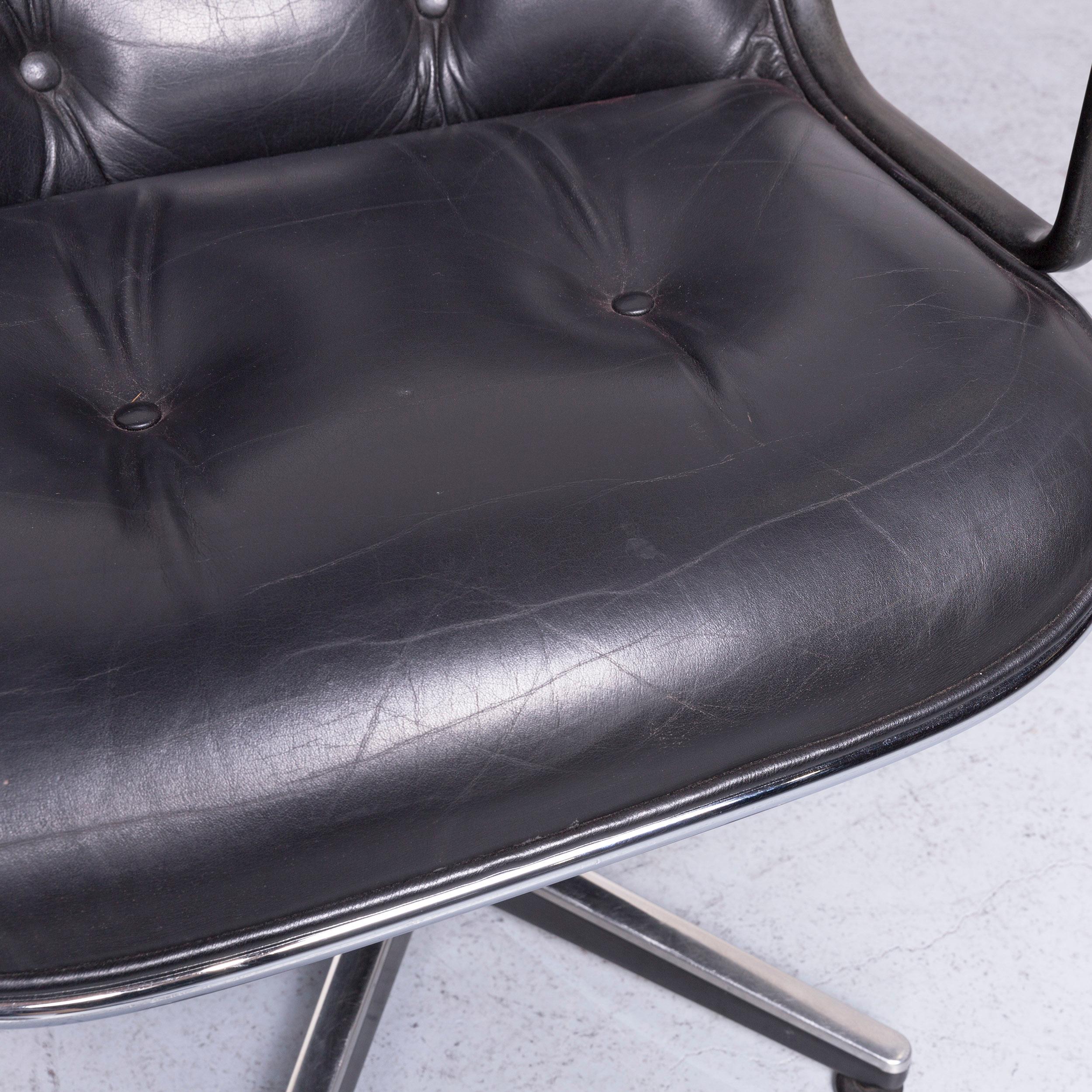 Modern Knoll International Executive Chair Designer Leather Armchair Set Black Genuine For Sale