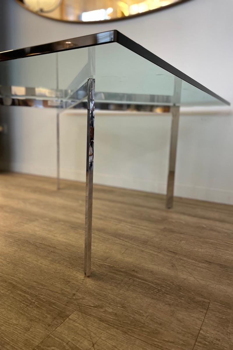 Mesa de centro Knoll International de cristal y acero, cuadrada colección Barcelona Acero en venta