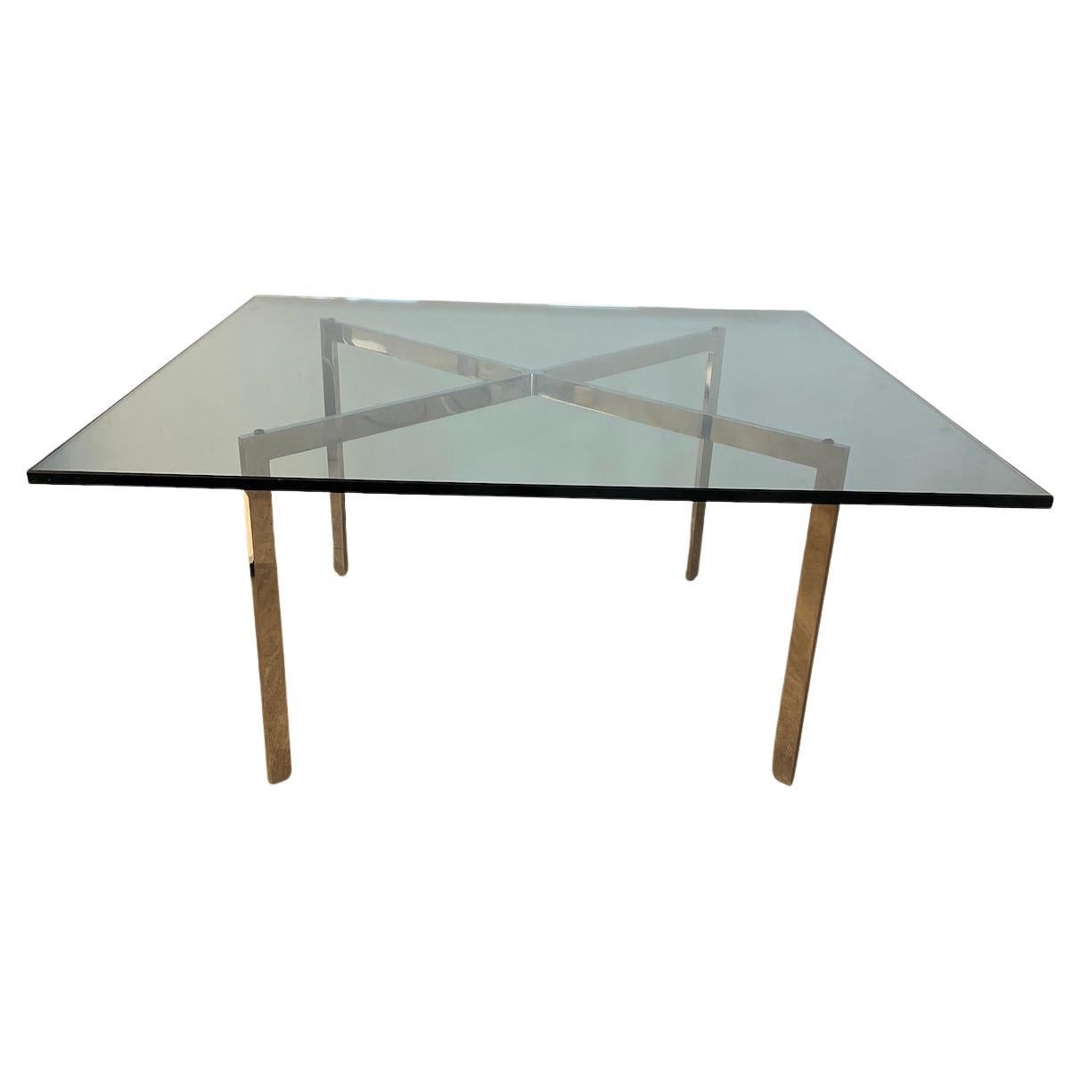 Mesa de centro Knoll International de cristal y acero, cuadrada colección Barcelona en venta