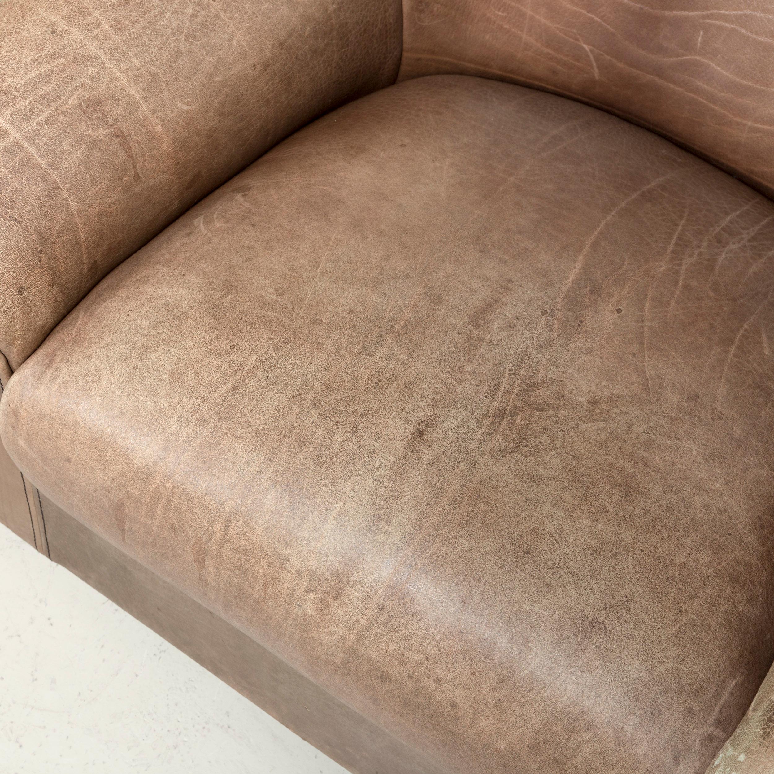 Knoll International Leather Armchair Brown Chair In Fair Condition For Sale In Cologne, DE