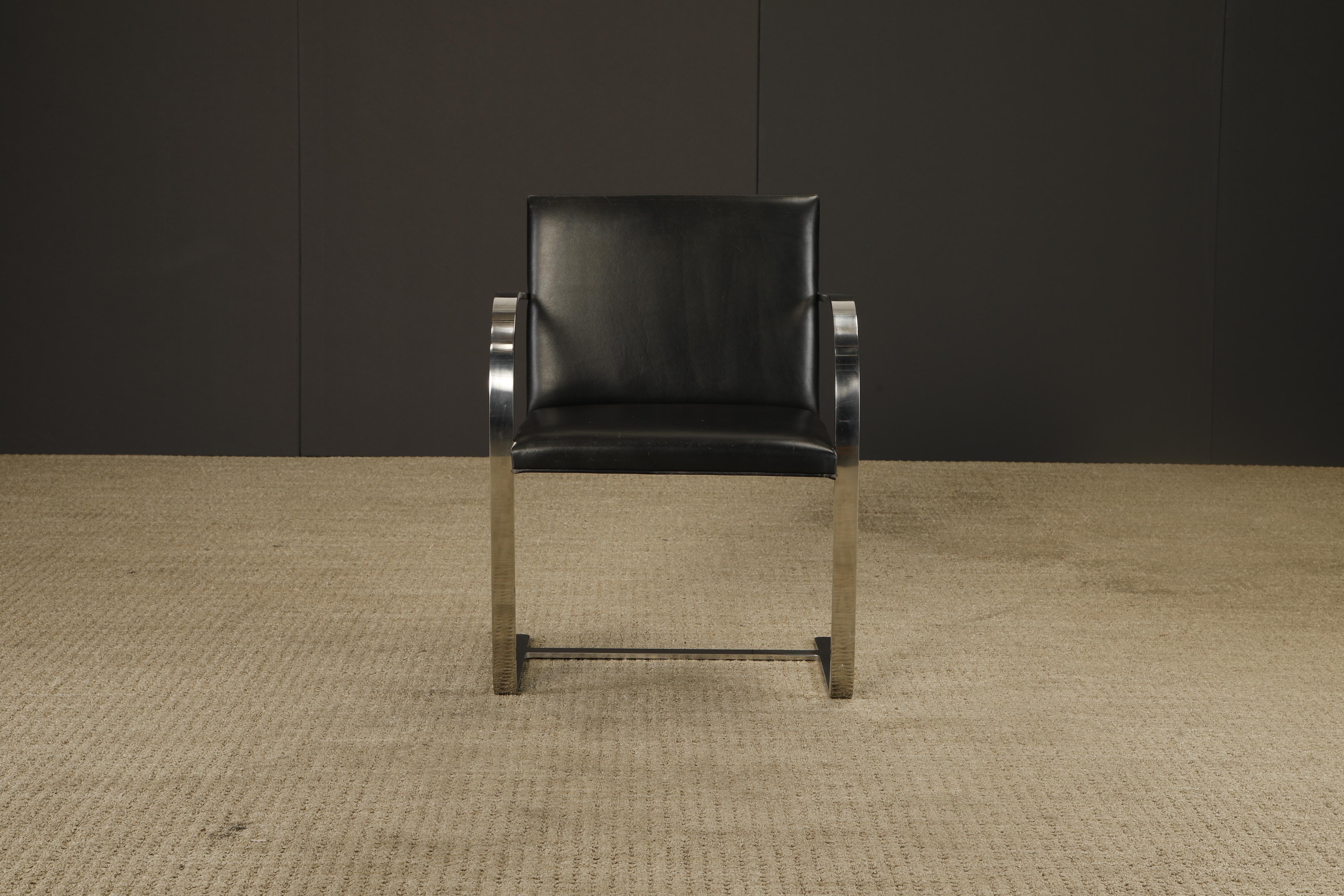 Knoll International Leather 'Brno' Chairs by Mies van der Rohe, 1975, Signed For Sale 3