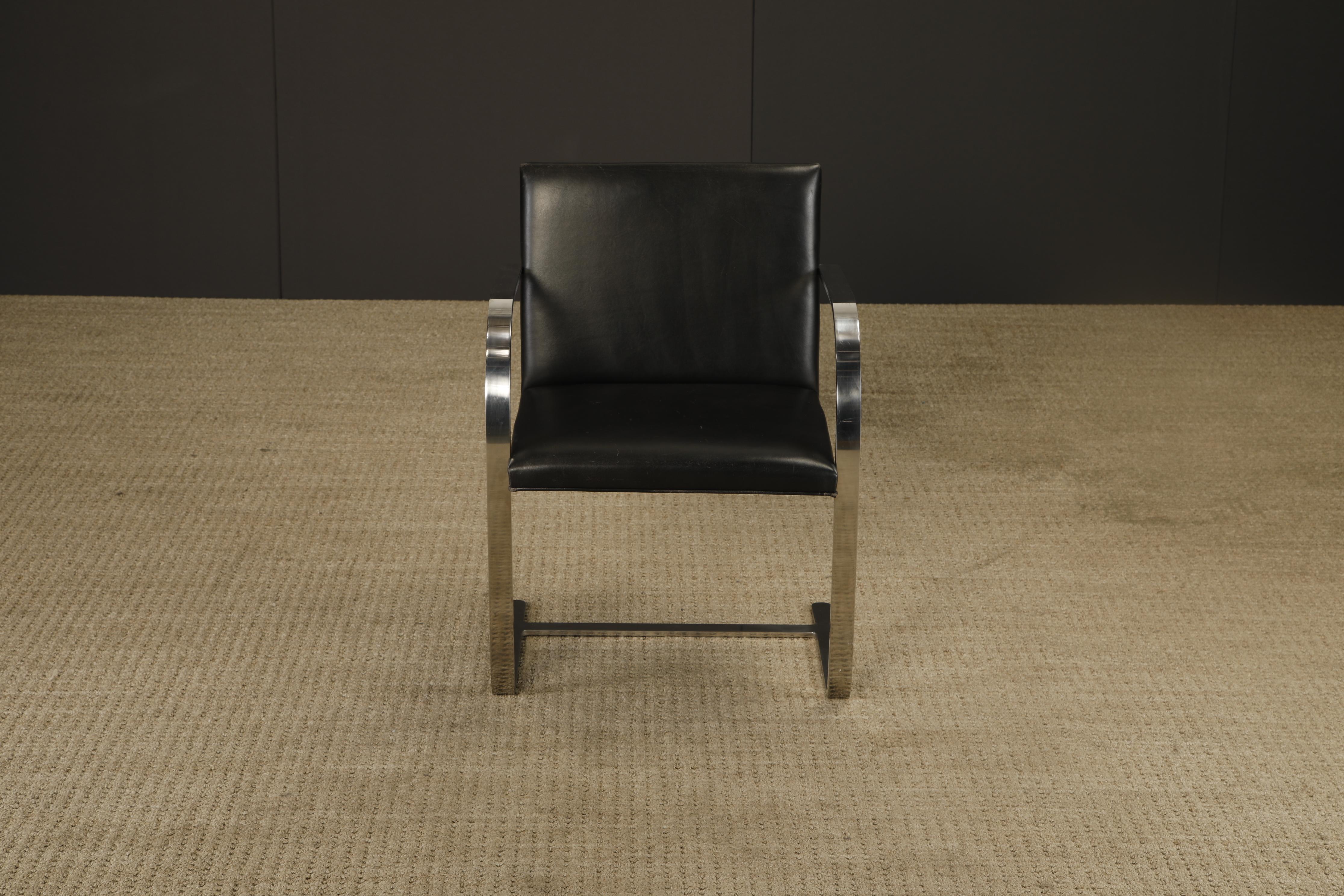 Knoll International Leather 'Brno' Chairs by Mies van der Rohe, 1975, Signed For Sale 4
