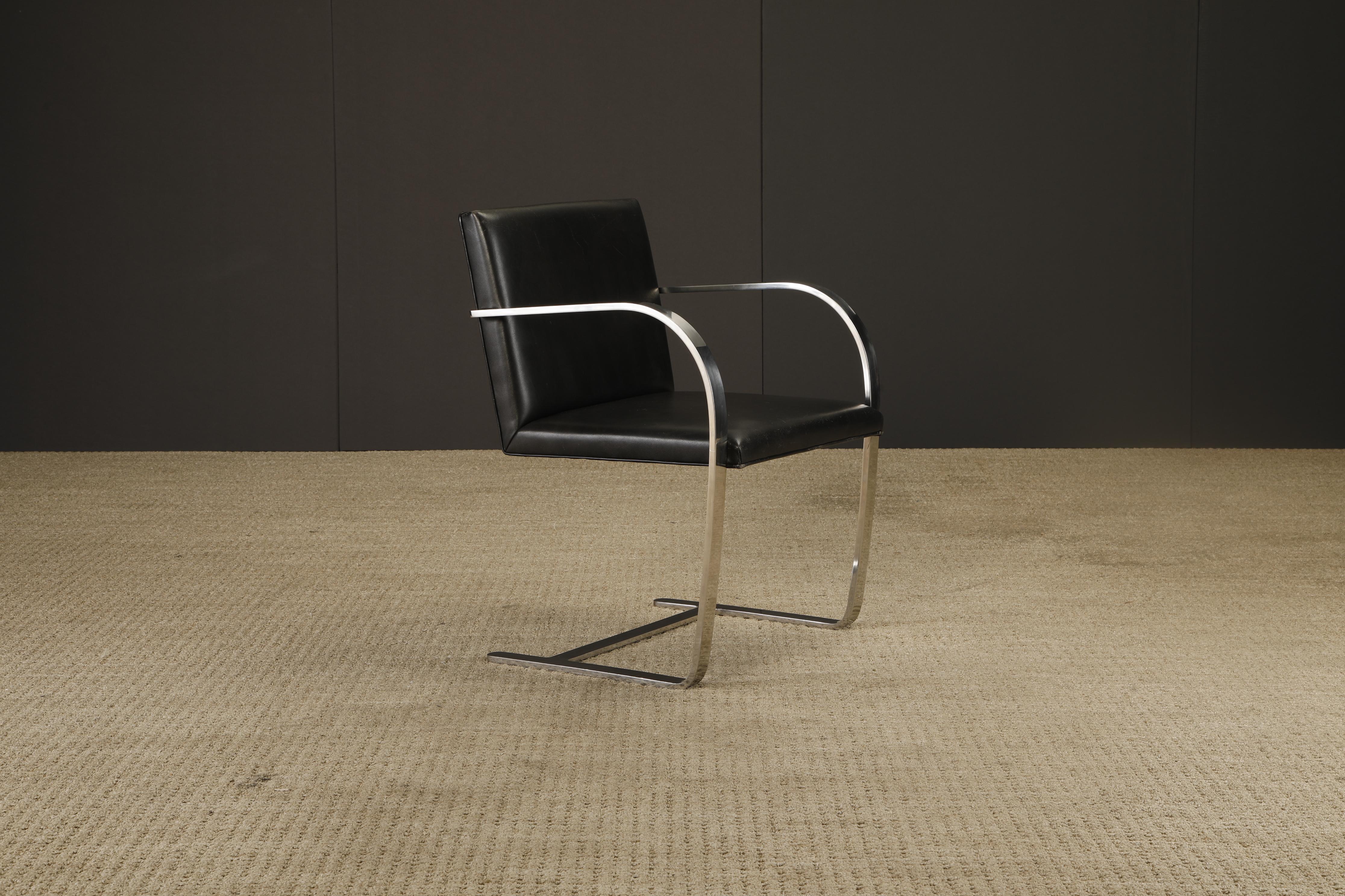 Knoll International Leather 'Brno' Chairs by Mies van der Rohe, 1975, Signed For Sale 5
